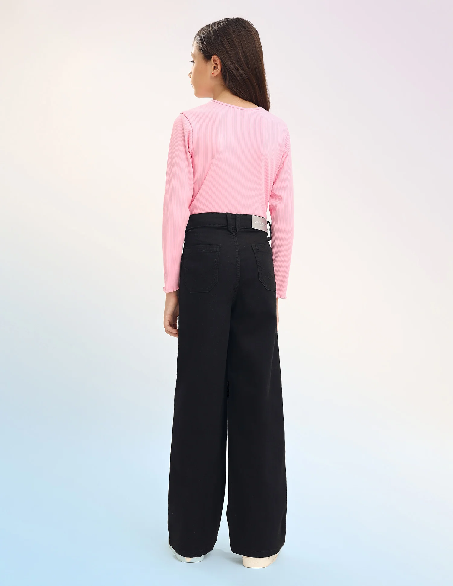Girls Wide Leg Fit Black Jeans - Image 5
