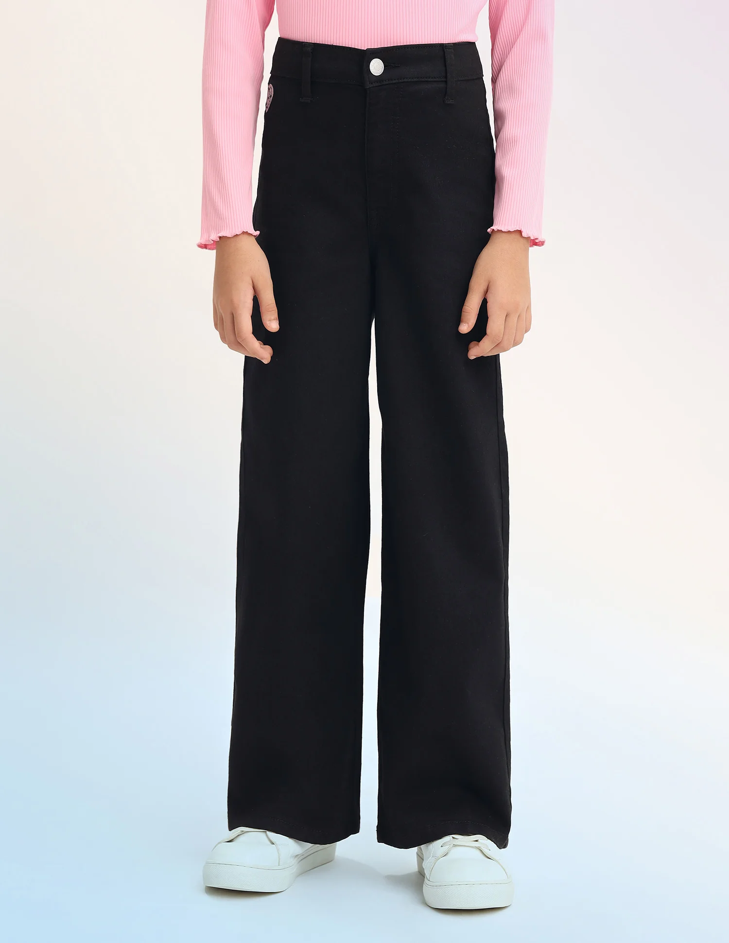 Girls Wide Leg Fit Black Jeans - Image 6