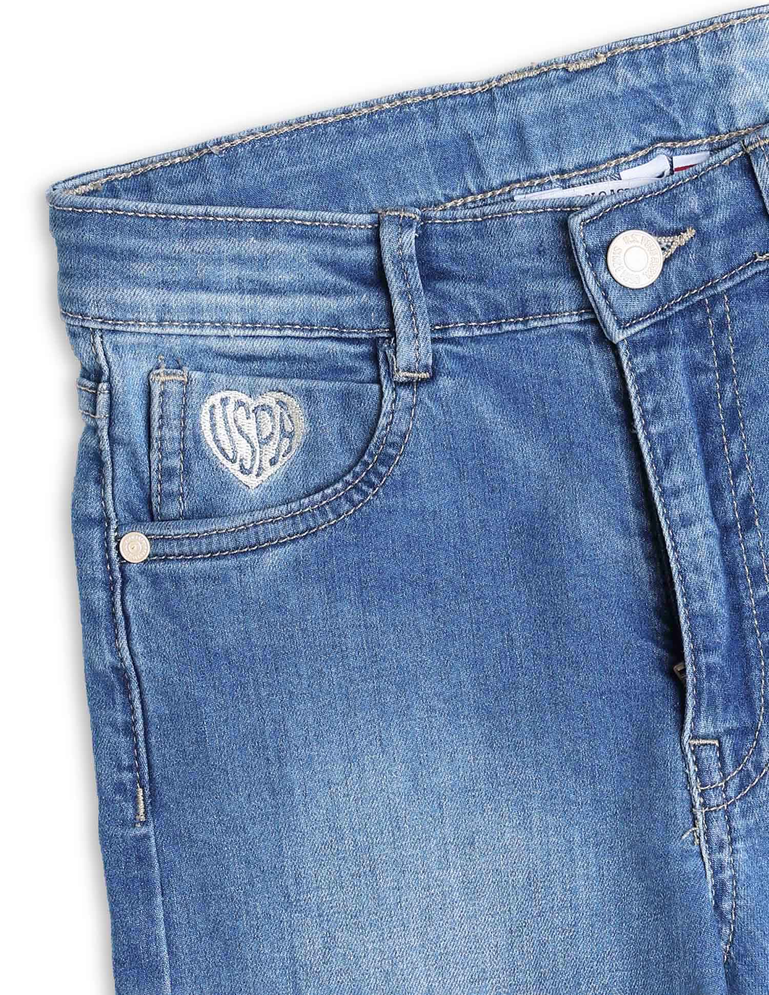 Girls Wide Leg Fit Blue Jeans - Image 2