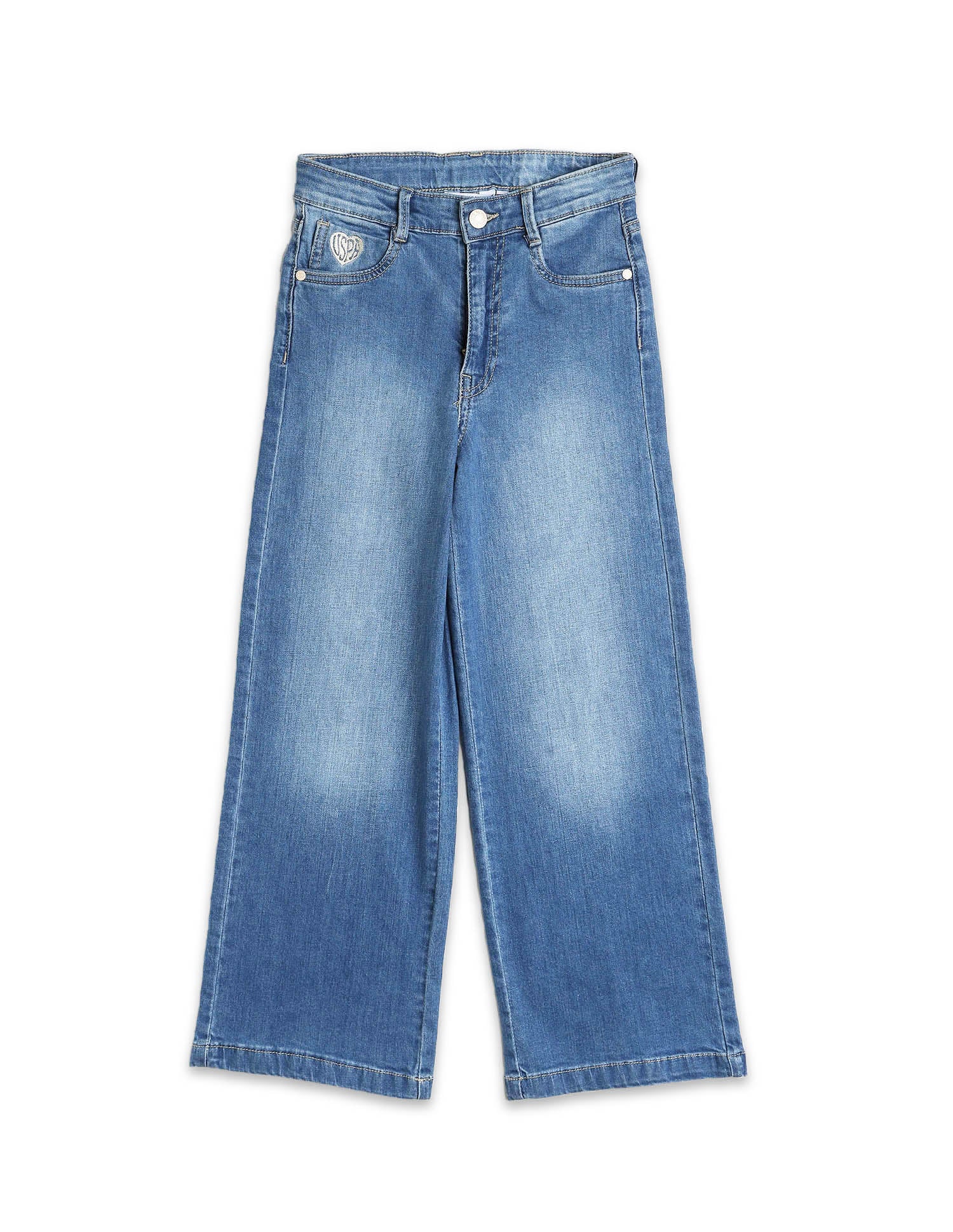 Girls Wide Leg Fit Blue Jeans - Image 9