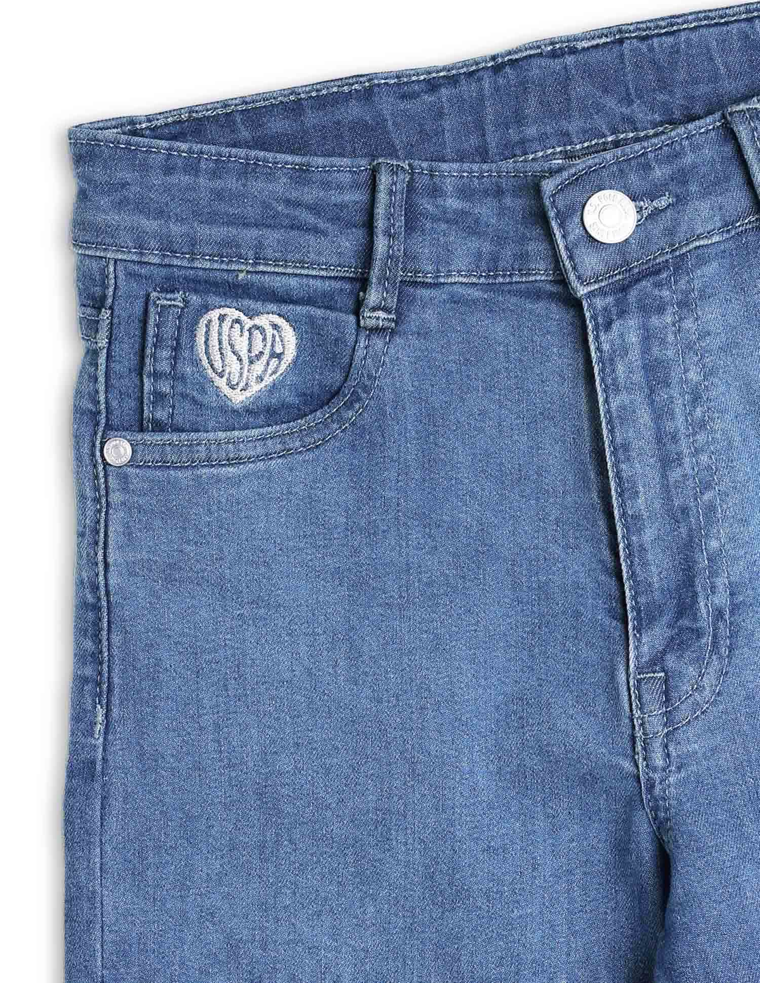 Girls Wide Leg Fit Blue Jeans - Image 2