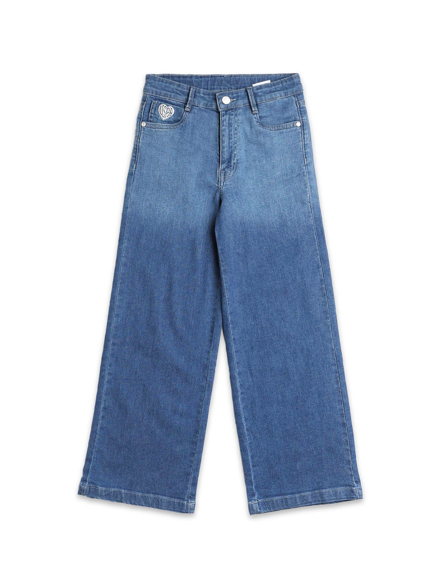 Girls Wide Leg Fit Blue Jeans - Image 9