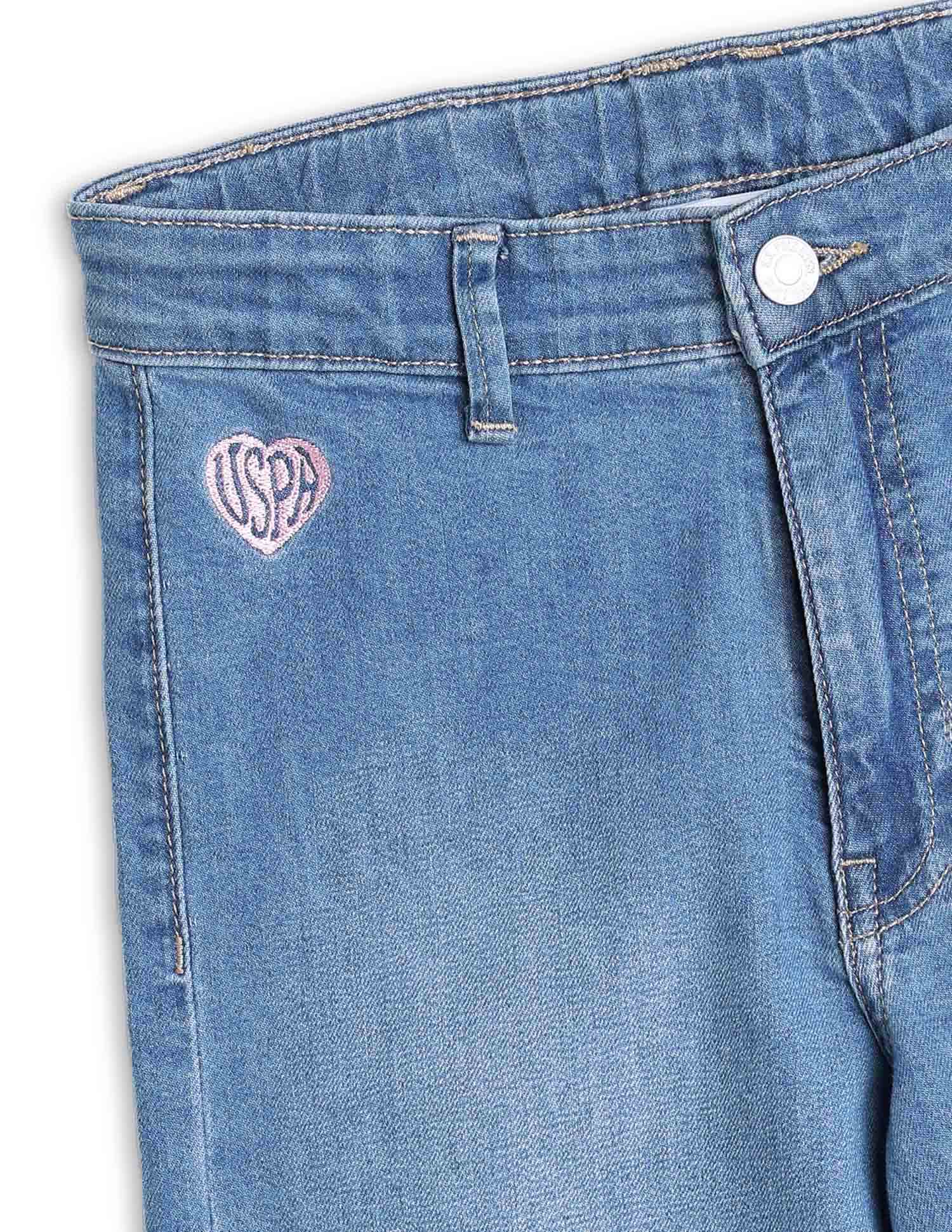 Girls Wide Leg Fit Blue Jeans - Image 2