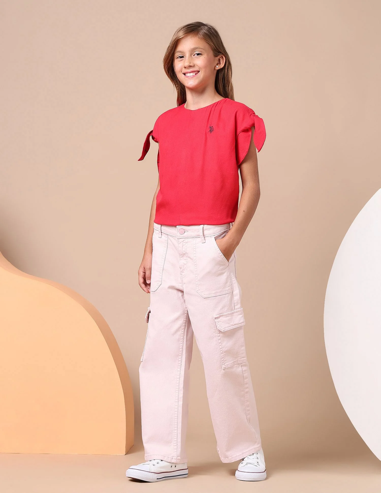 Girls Wide Leg Fit Cargo Jeans