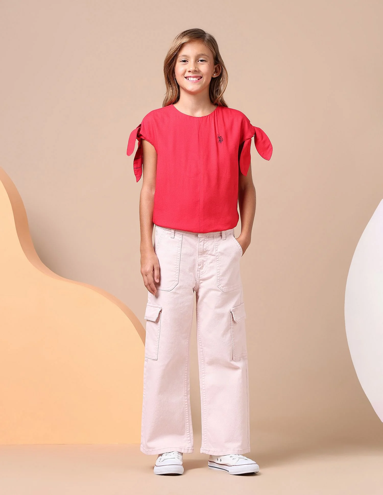 Girls Wide Leg Fit Cargo Jeans - Image 3