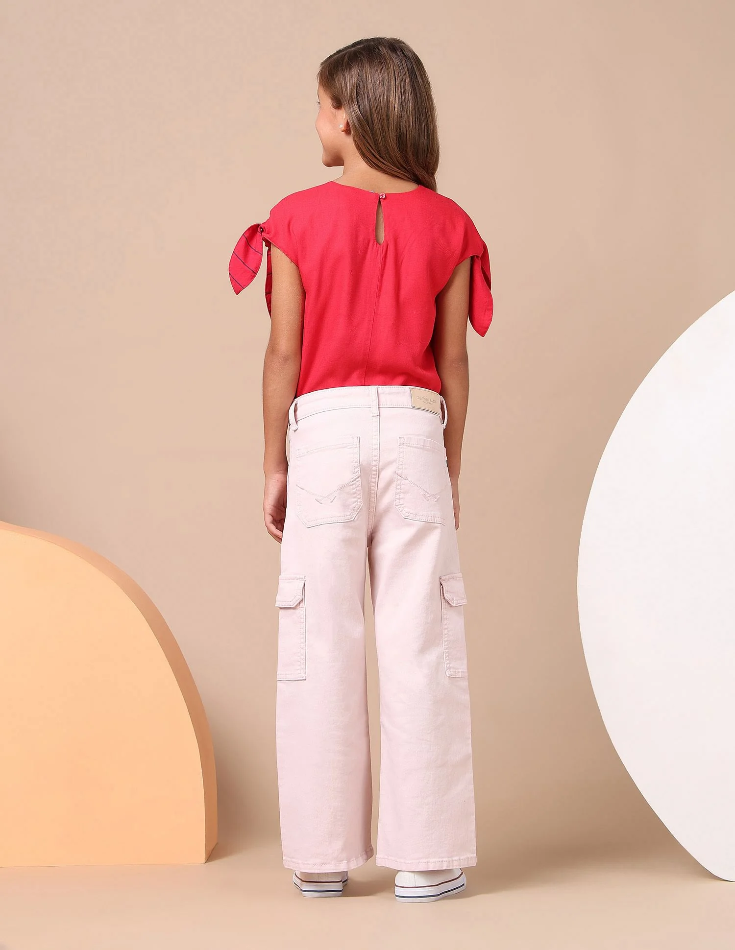 Girls Wide Leg Fit Cargo Jeans - Image 4