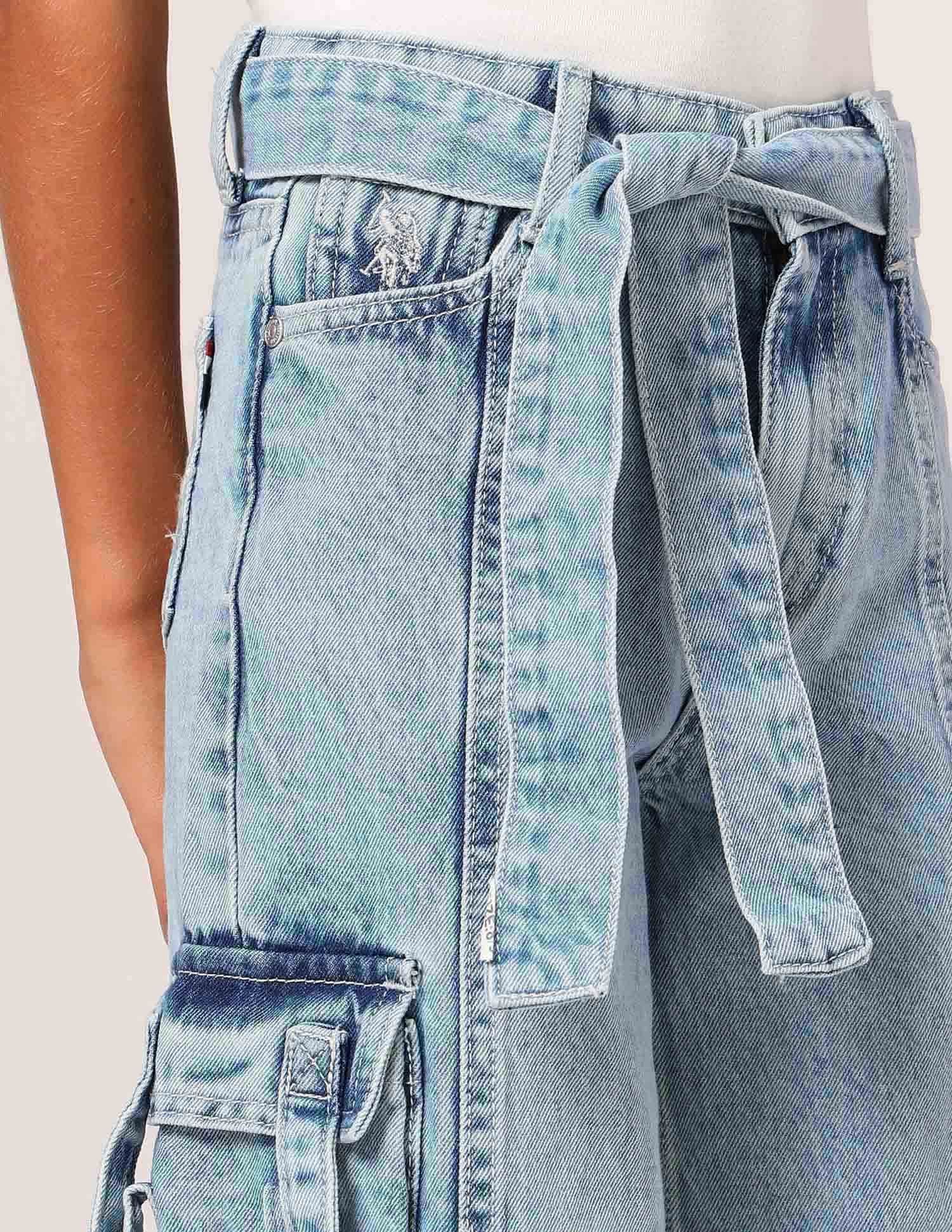 Girls Wide Leg Fit Cargo Jeans - Image 5