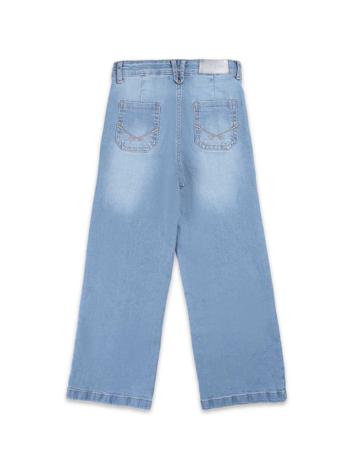 Girls Wide Leg Fit High Rise Jeans - Image 10