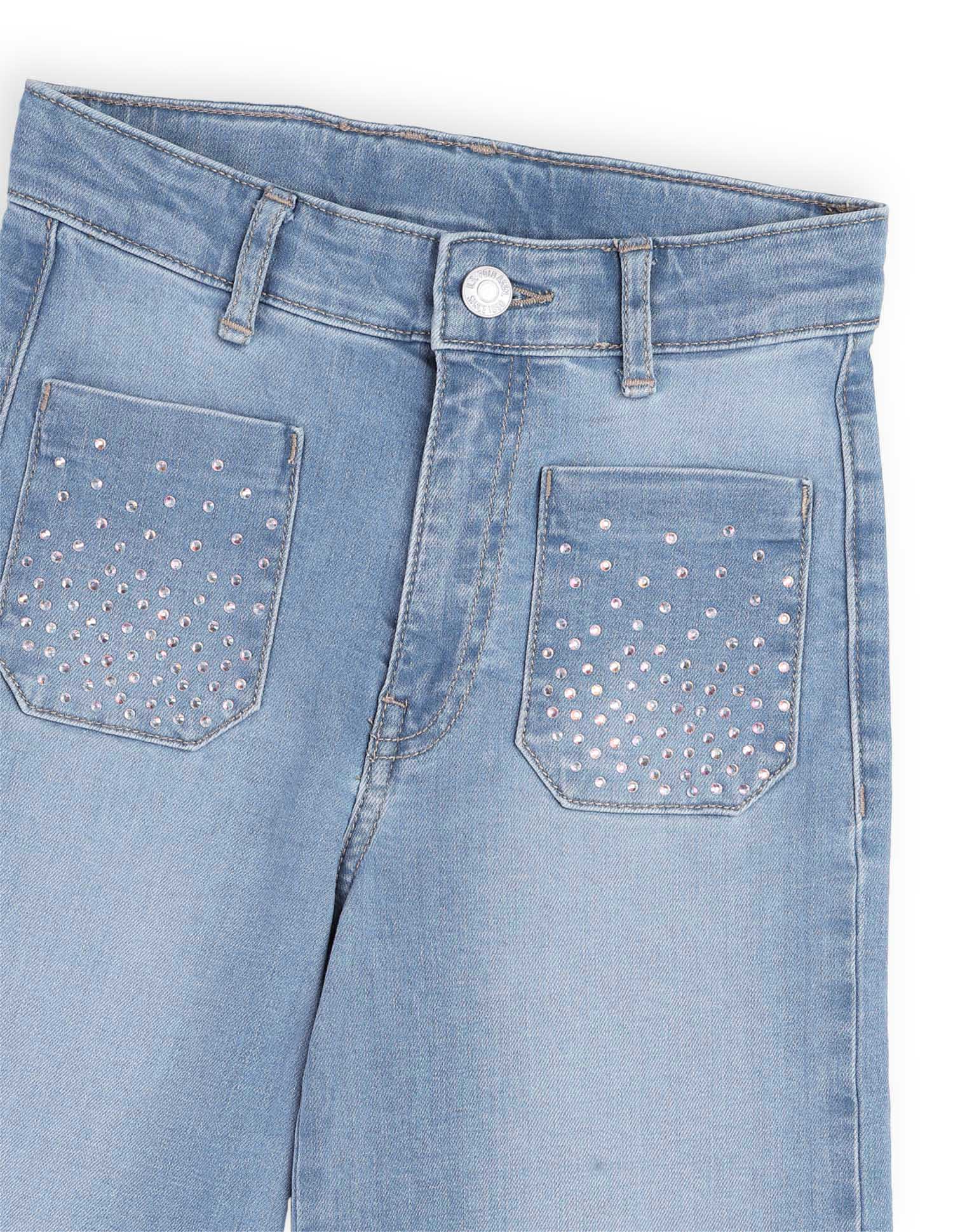 Girls Wide Leg Fit High Rise Jeans - Image 2