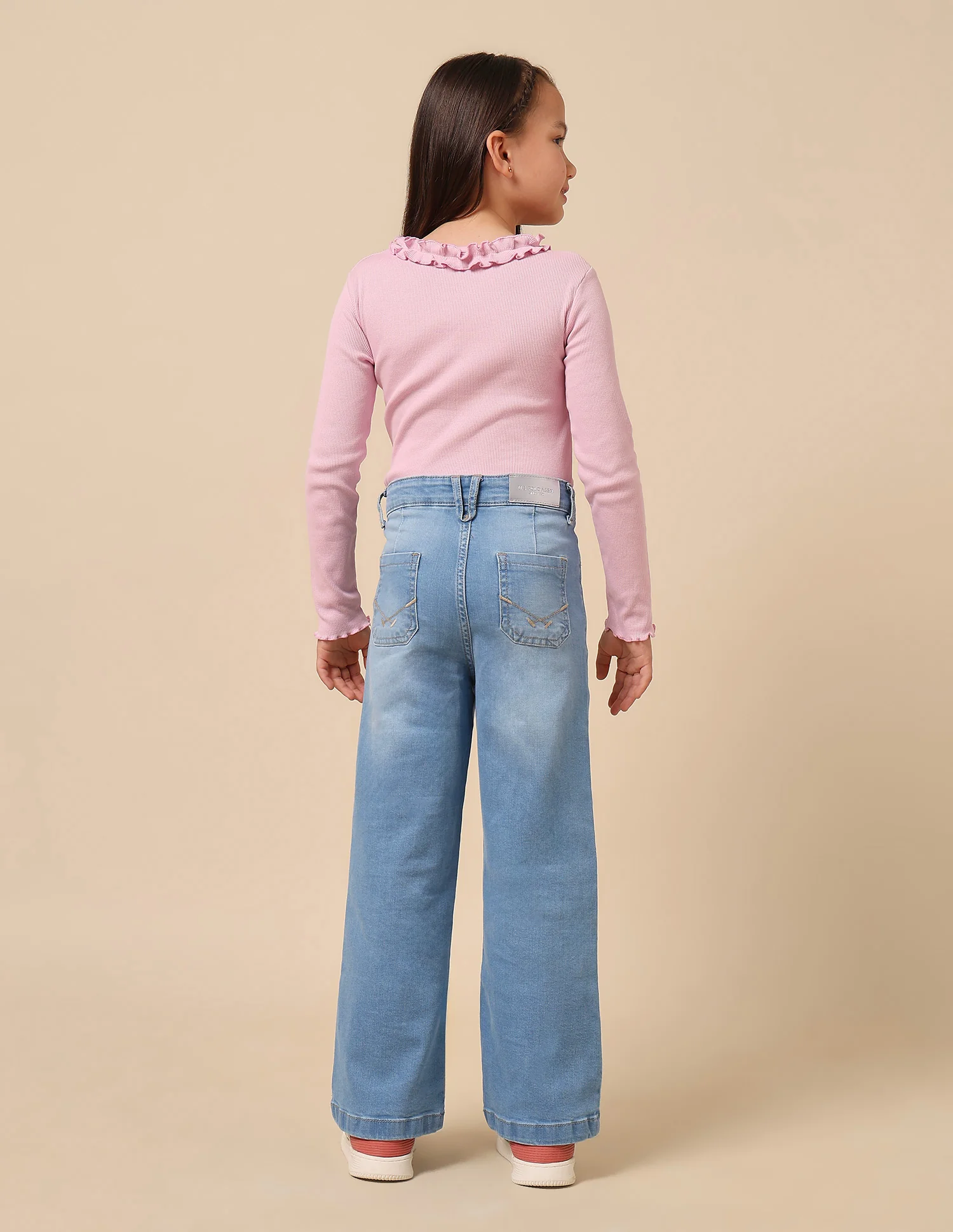 Girls Wide Leg Fit High Rise Jeans - Image 5