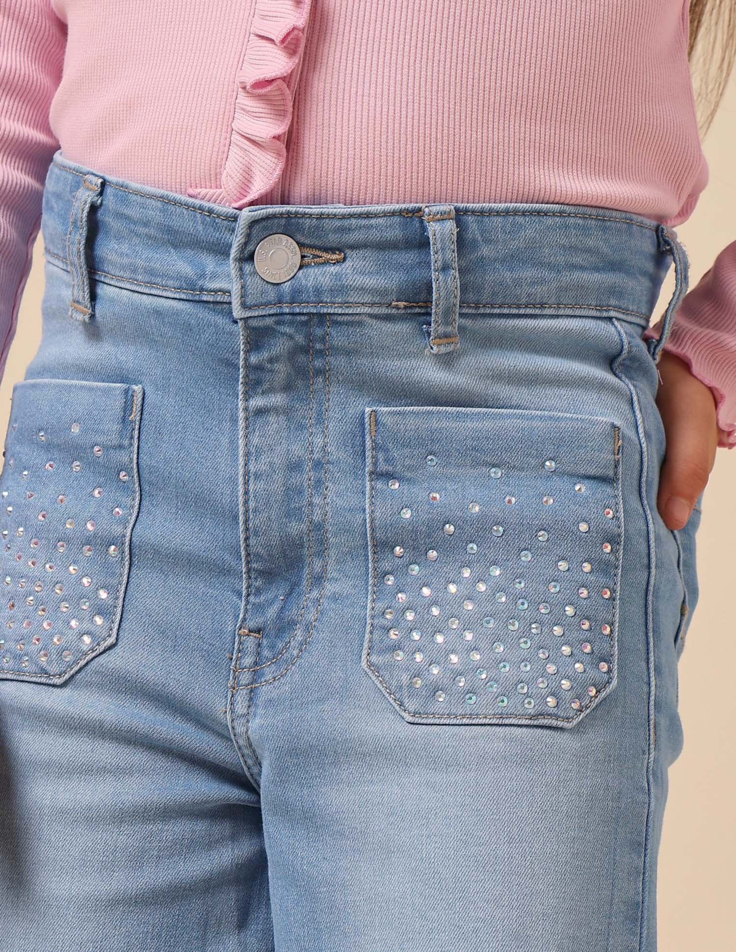 Girls Wide Leg Fit High Rise Jeans - Image 7
