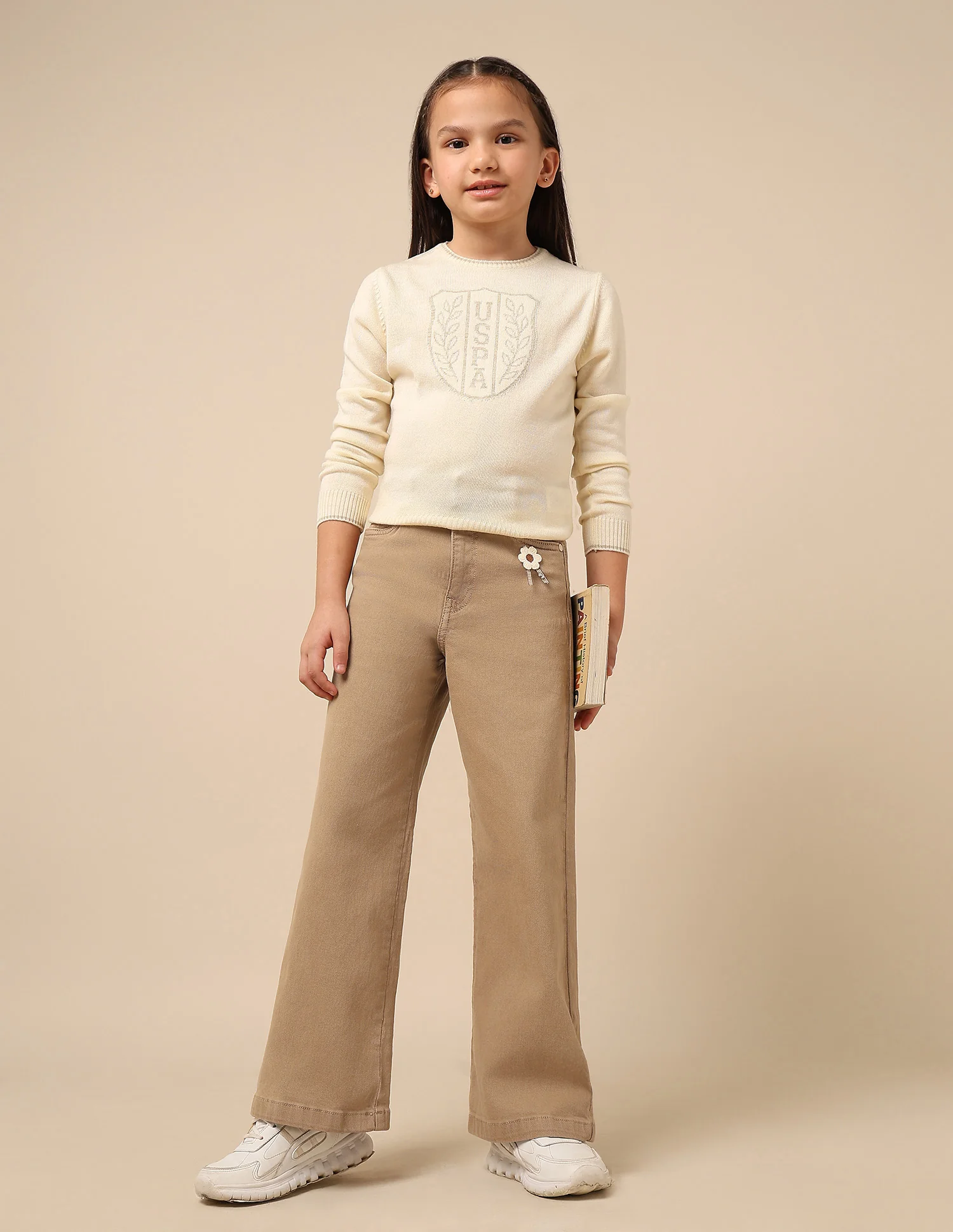 Girls Wide Leg Fit Mid Rise Jeans - Image 3