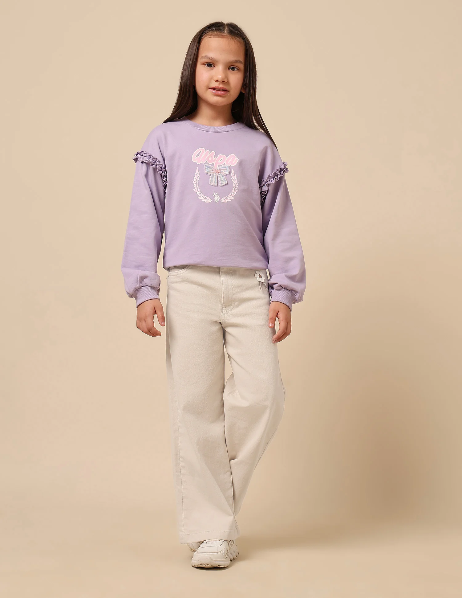 Girls Wide Leg Fit Mid Rise Jeans - Image 3