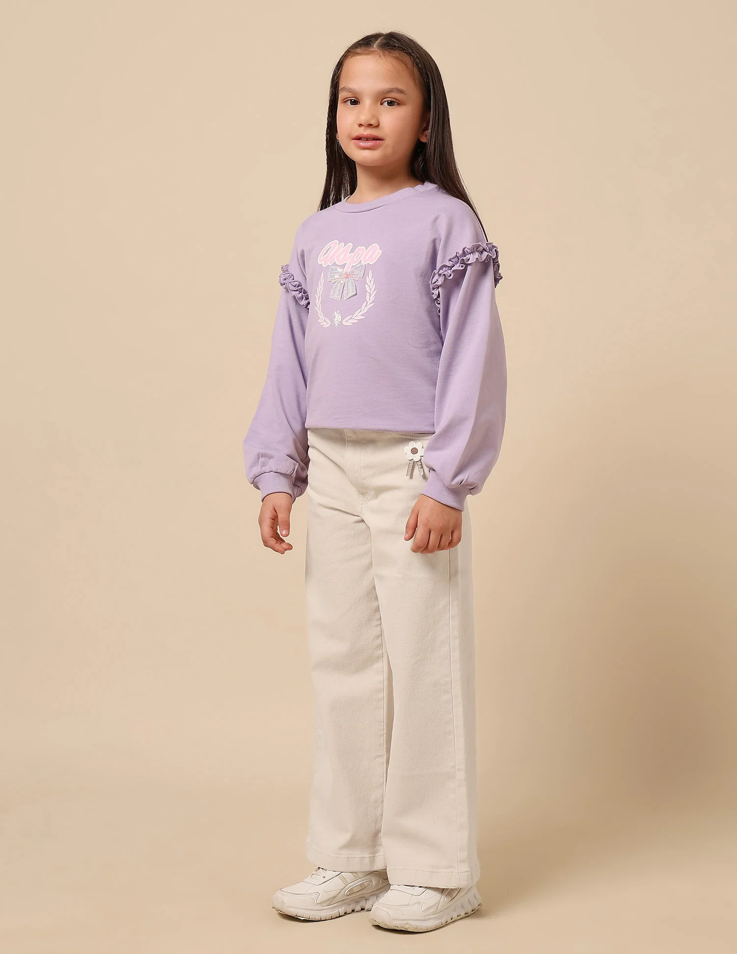 Girls Wide Leg Fit Mid Rise Jeans - Image 4