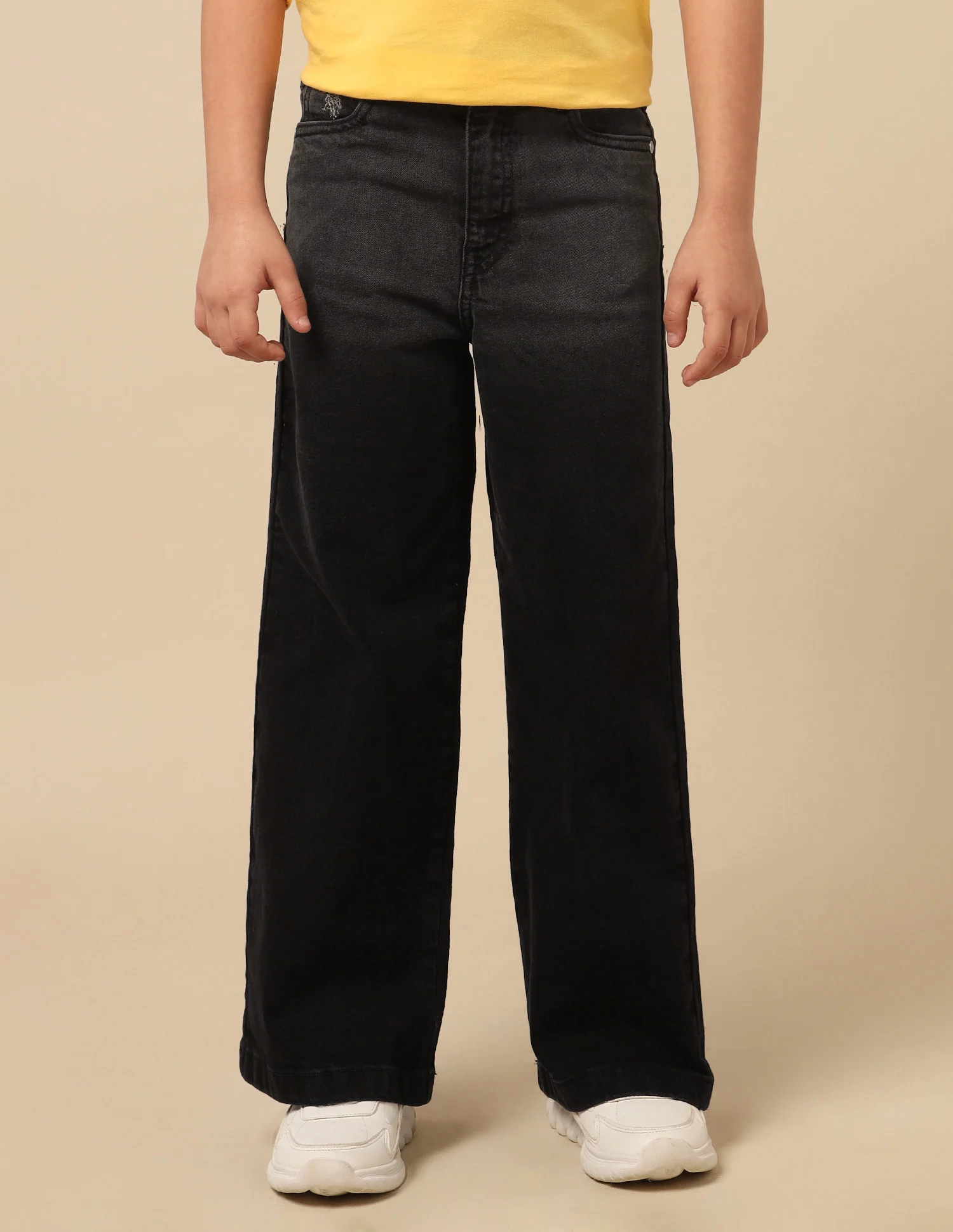 Girls Wide Leg Fit Stone Washed Jeans - Image 6