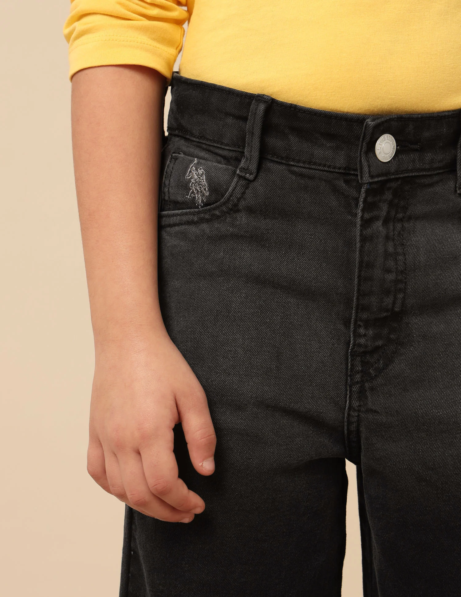 Girls Wide Leg Fit Stone Washed Jeans - Image 7