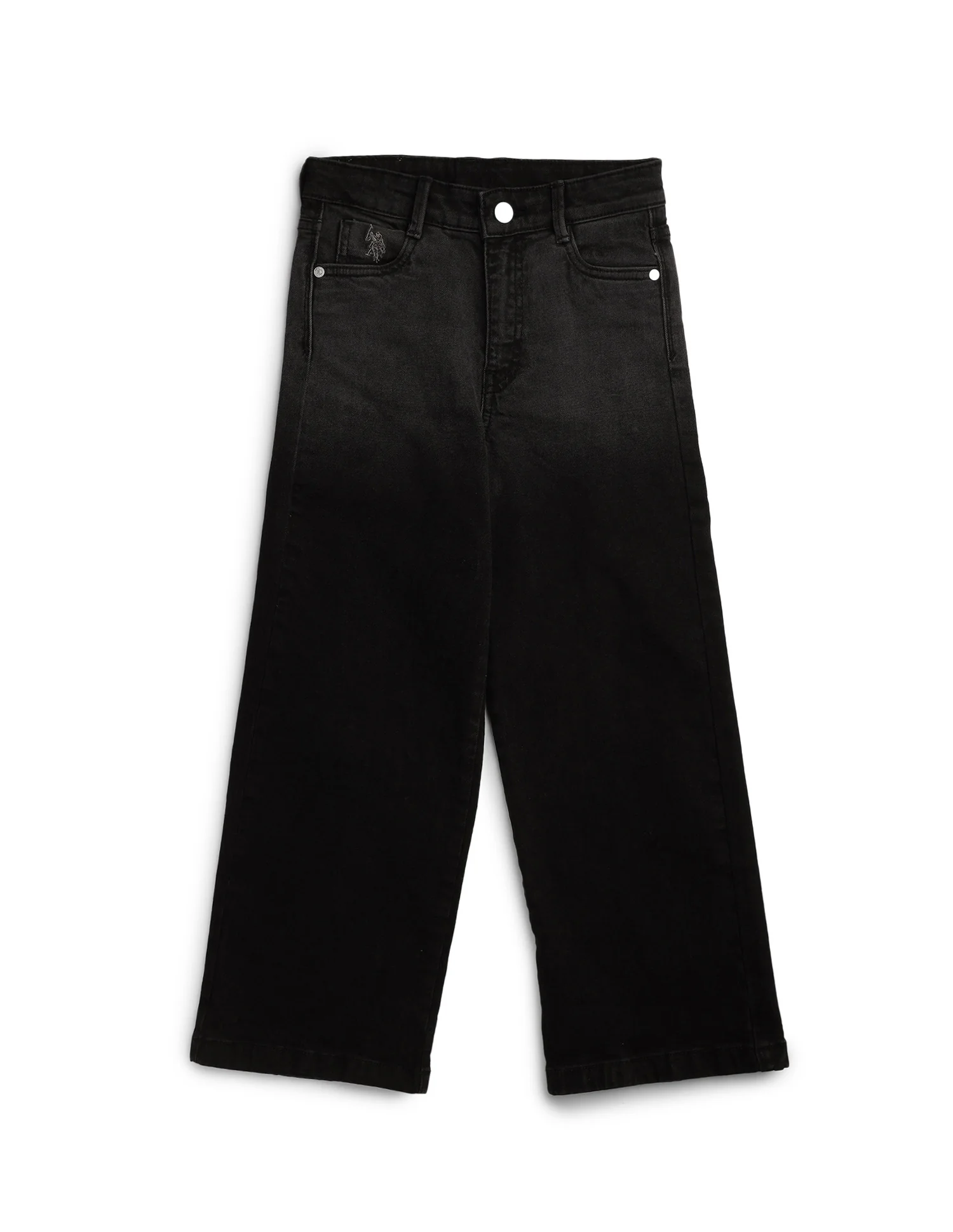 Girls Wide Leg Fit Stone Washed Jeans - Image 9