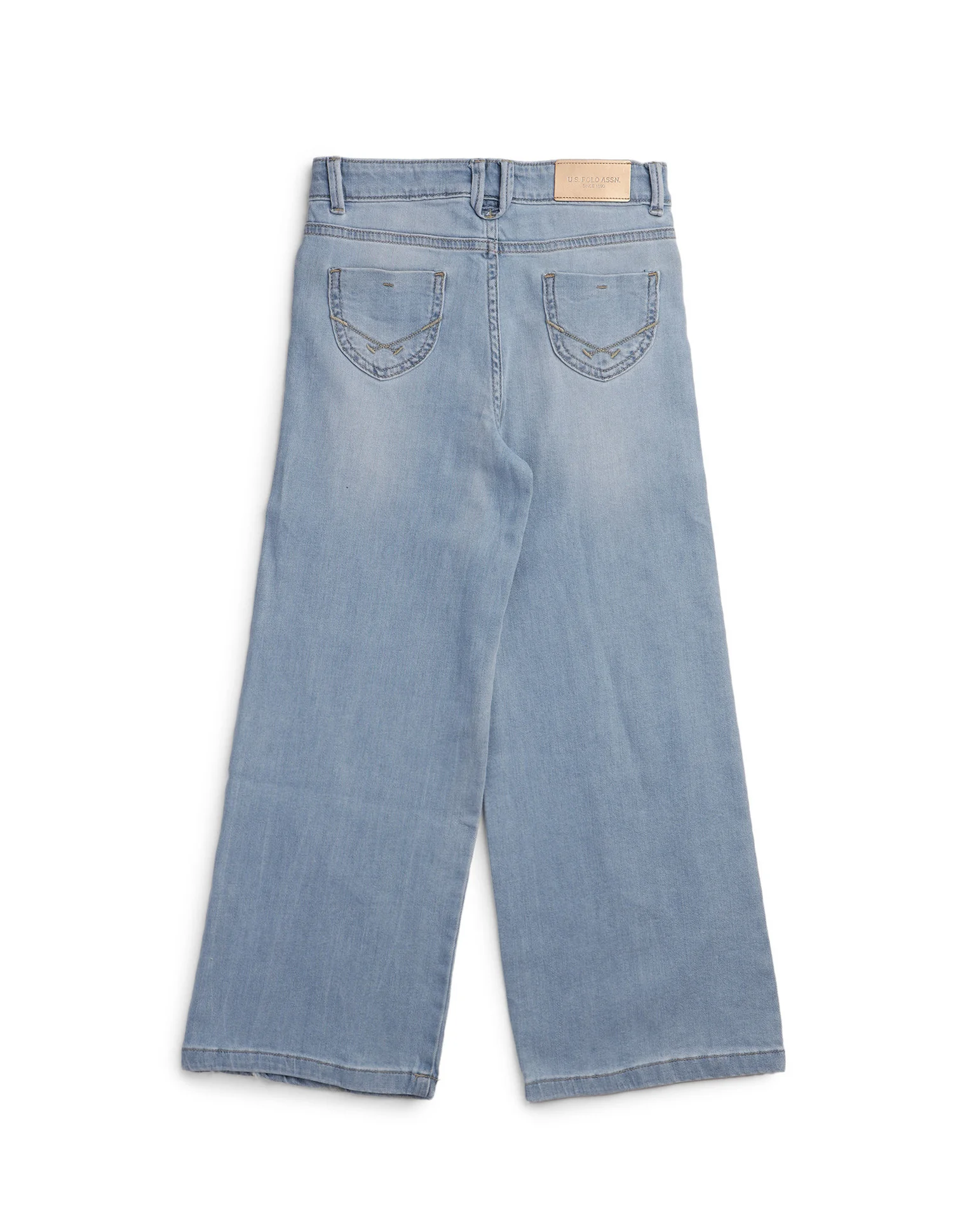 Girls Wide Leg Fit Stone Washed Jeans - Image 10