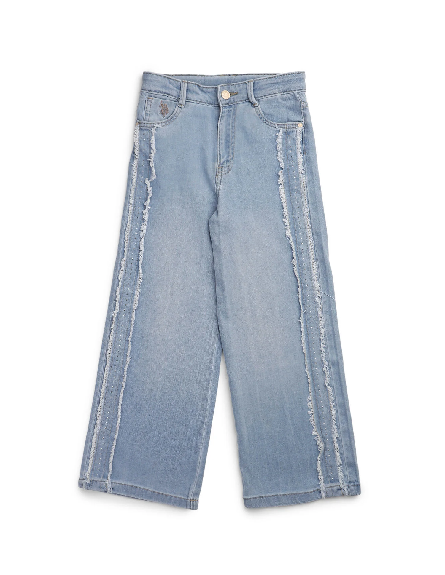 Girls Wide Leg Fit Stone Washed Jeans - Image 9