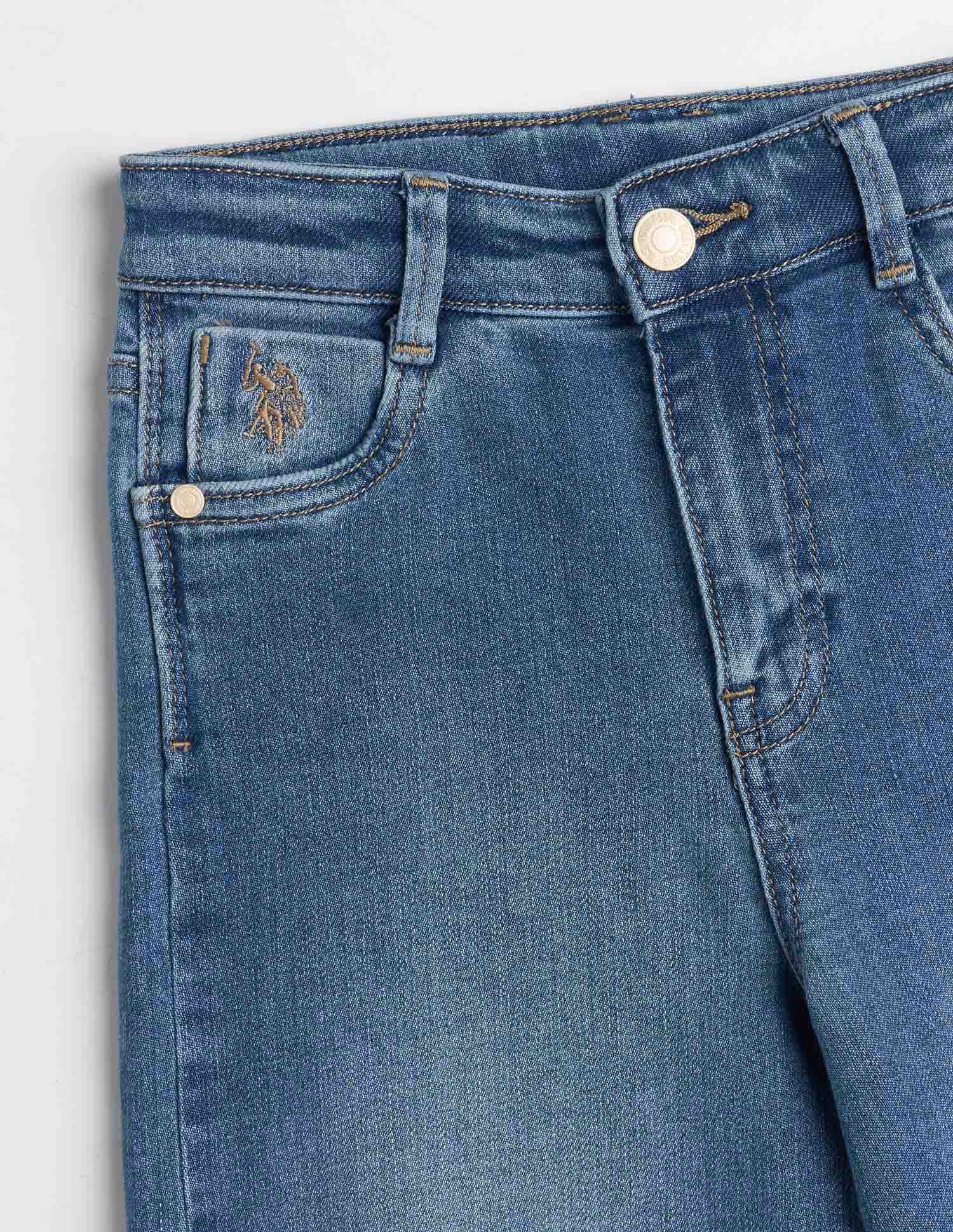 Girls Wide Leg Fit Stone Washed Jeans - Image 2