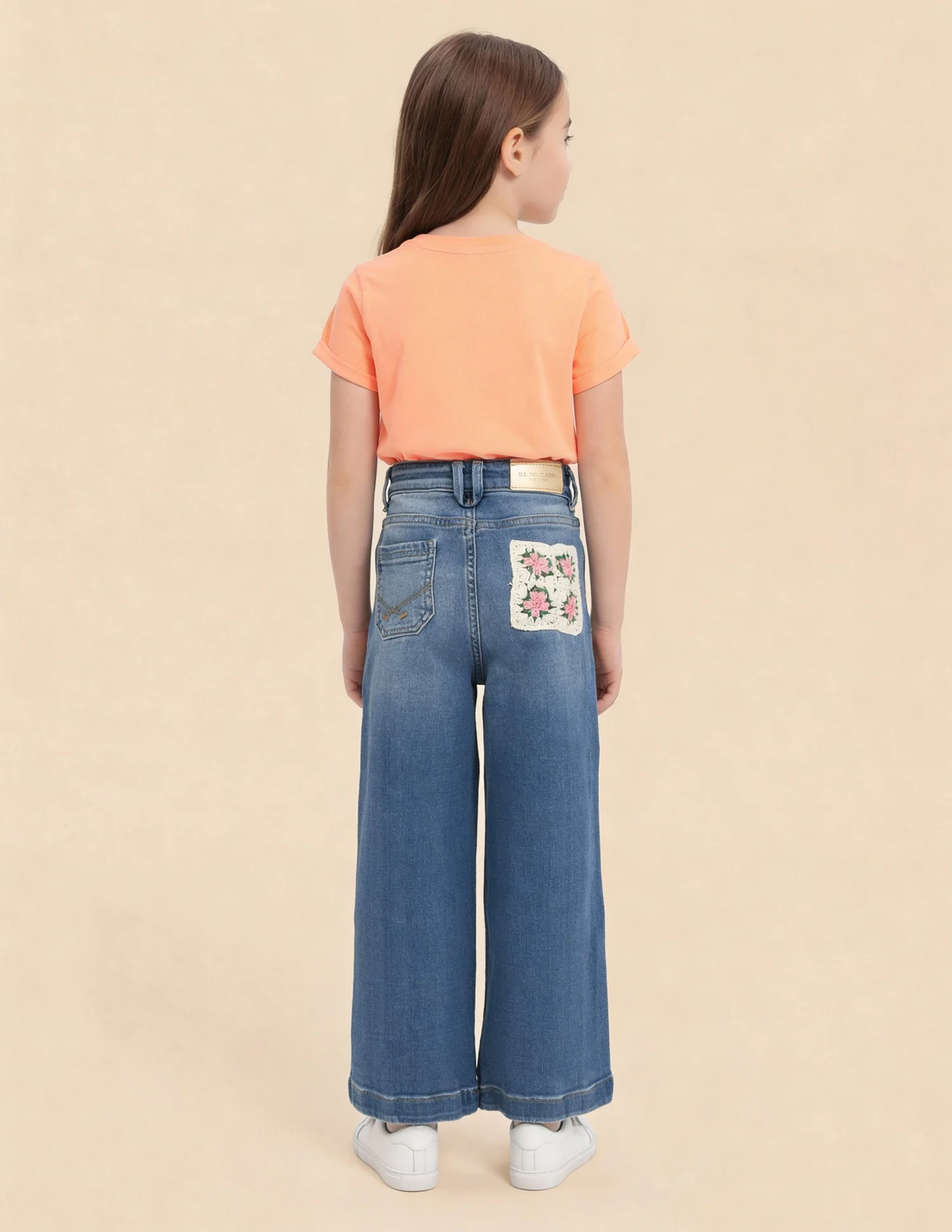 Girls Wide Leg Fit Stone Washed Jeans - Image 4