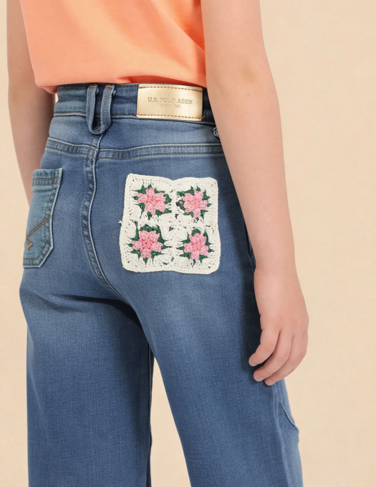 Girls Wide Leg Fit Stone Washed Jeans - Image 5