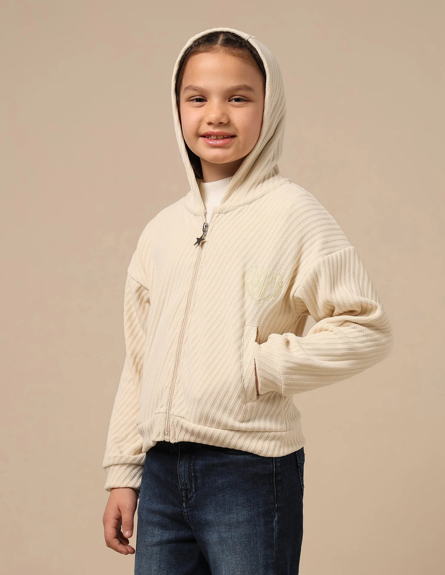 Girls Zipper Hooded Sweatshirt - Image 4