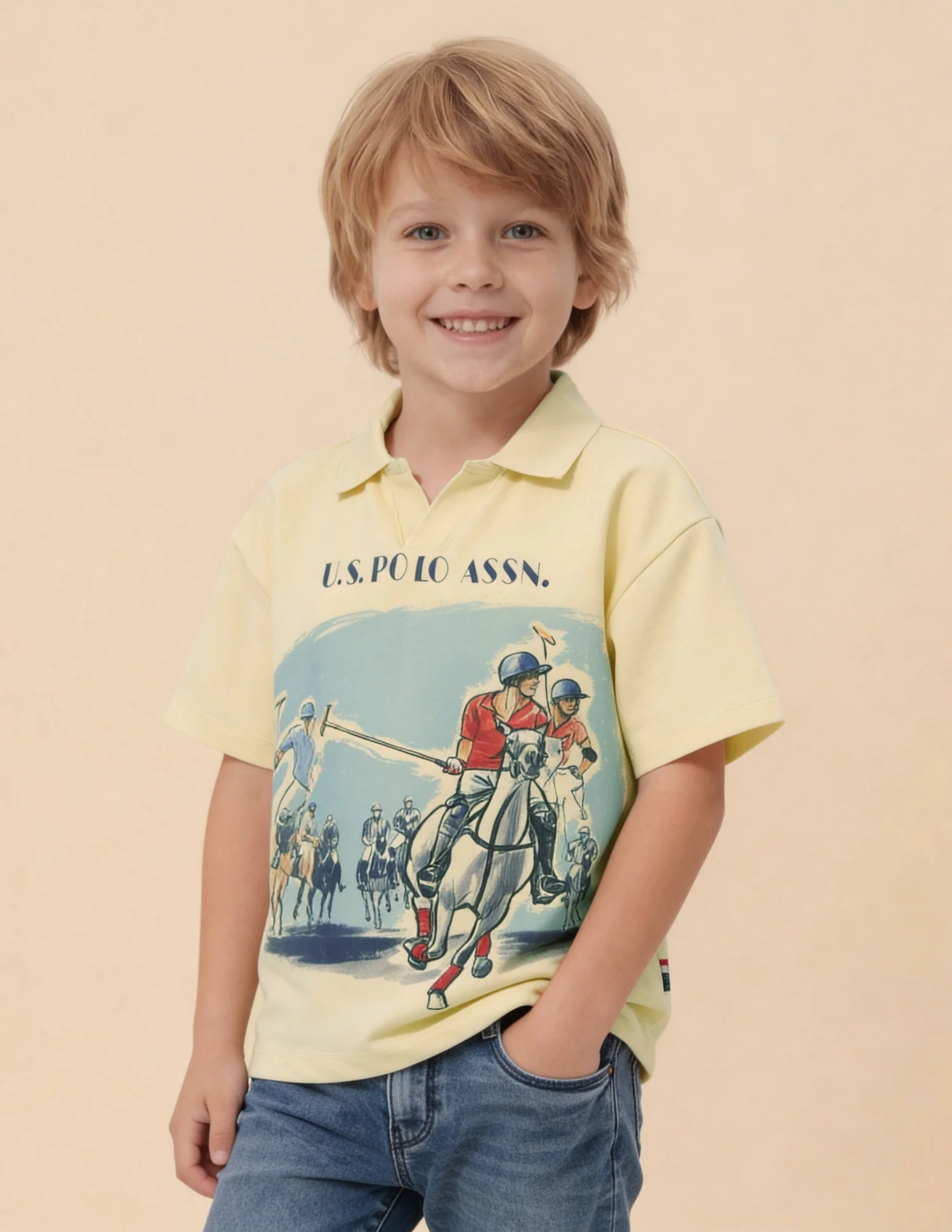 Graphic Brand Printed Oversized Fit Polo Shirt - Image 4