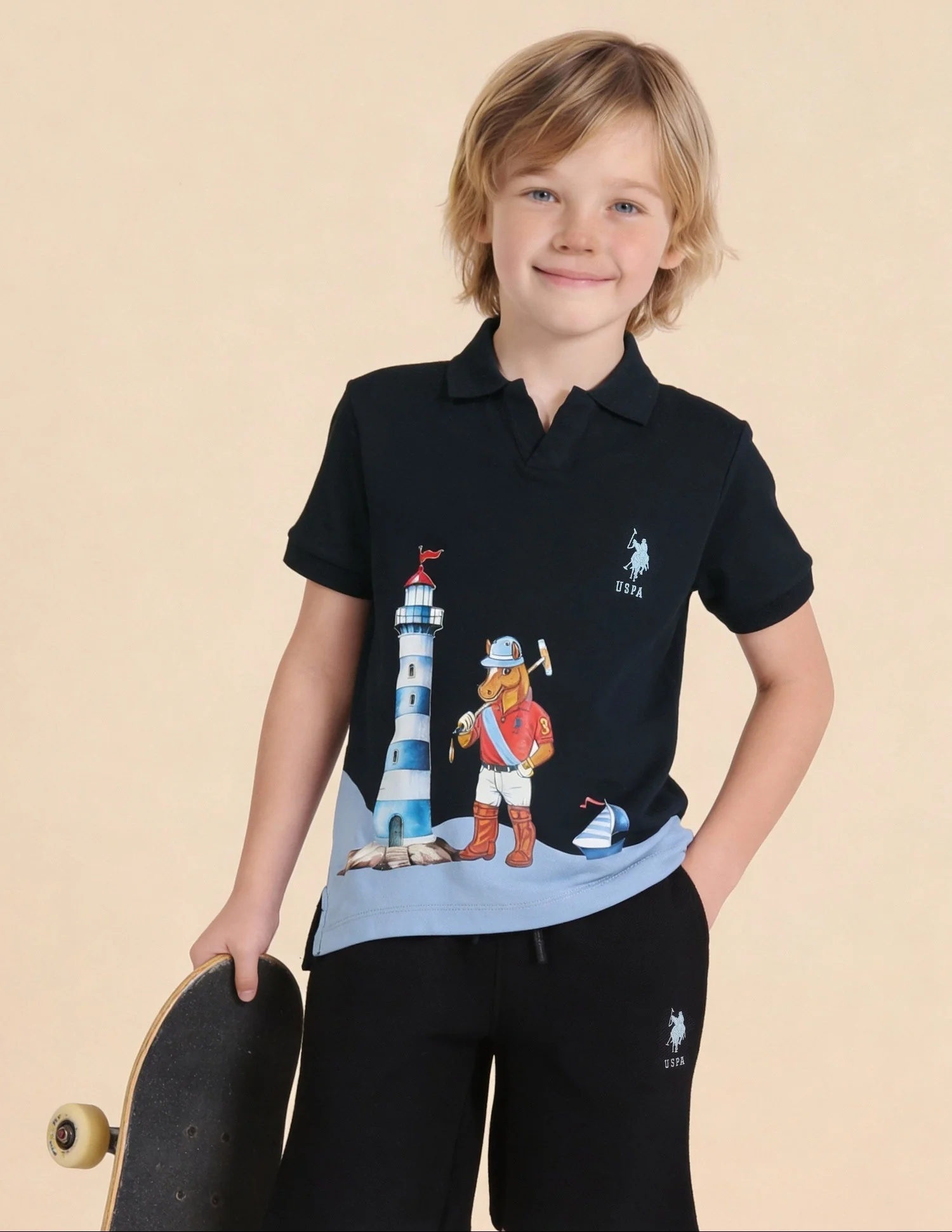 Graphic Brand Printed Regular Fit Polo Shirt