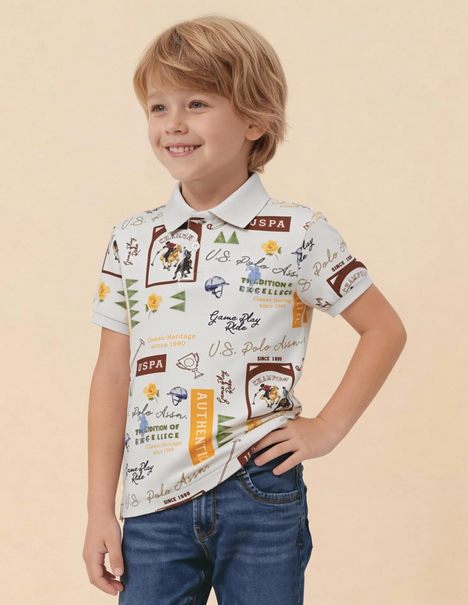 Graphic Brand Printed Regular Fit Polo Shirt - Image 4