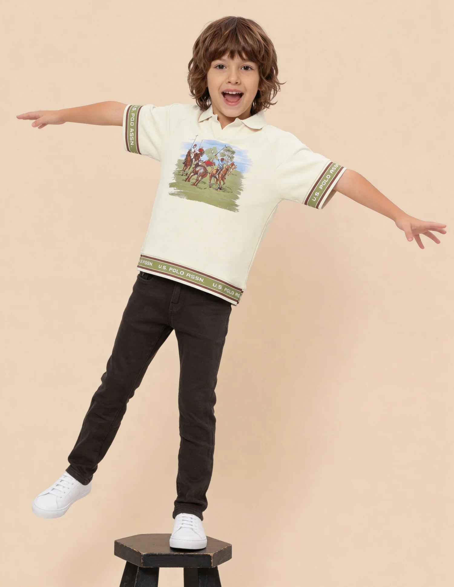 Graphic Printed Oversized Fit Polo Shirt