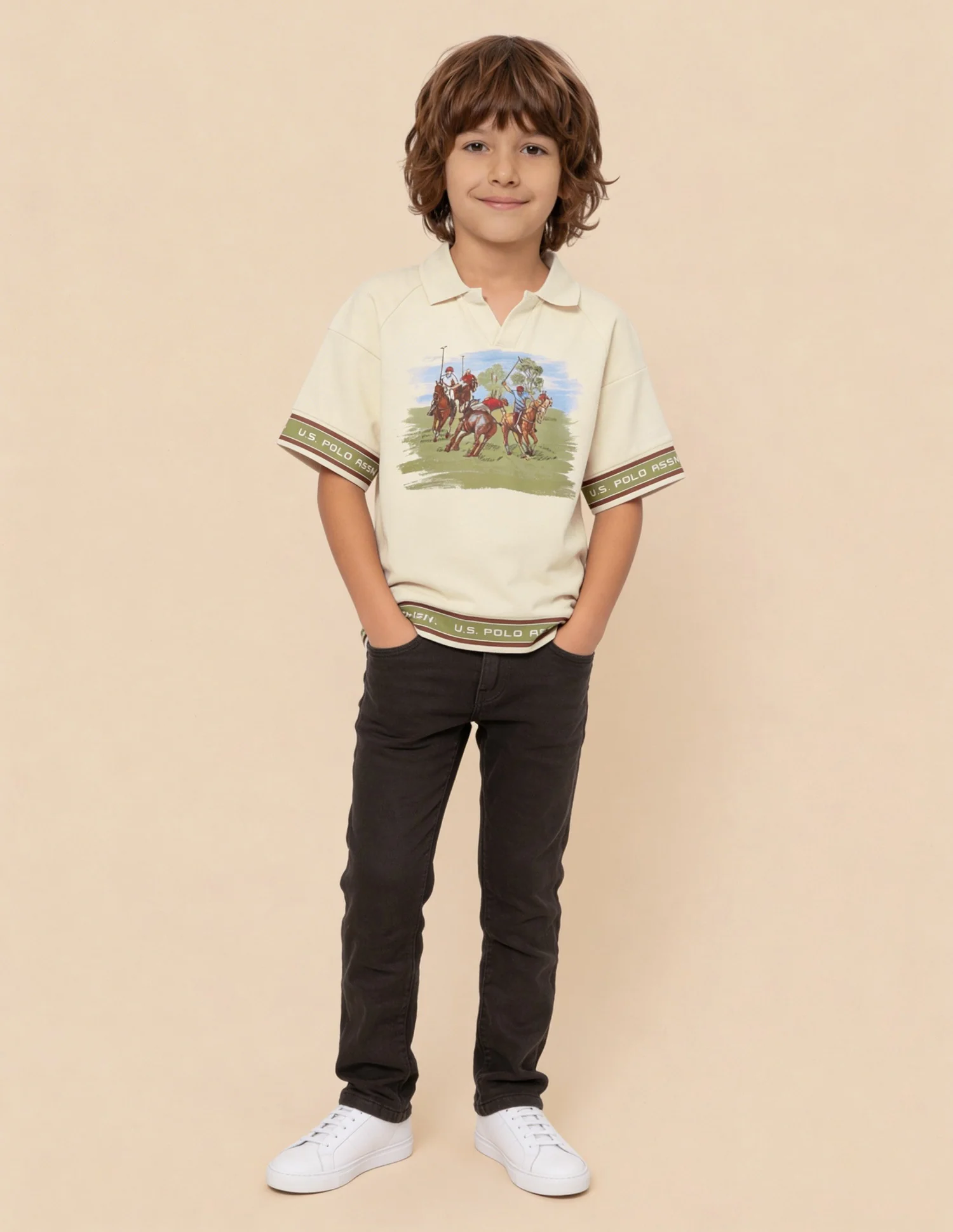 Graphic Printed Oversized Fit Polo Shirt - Image 3