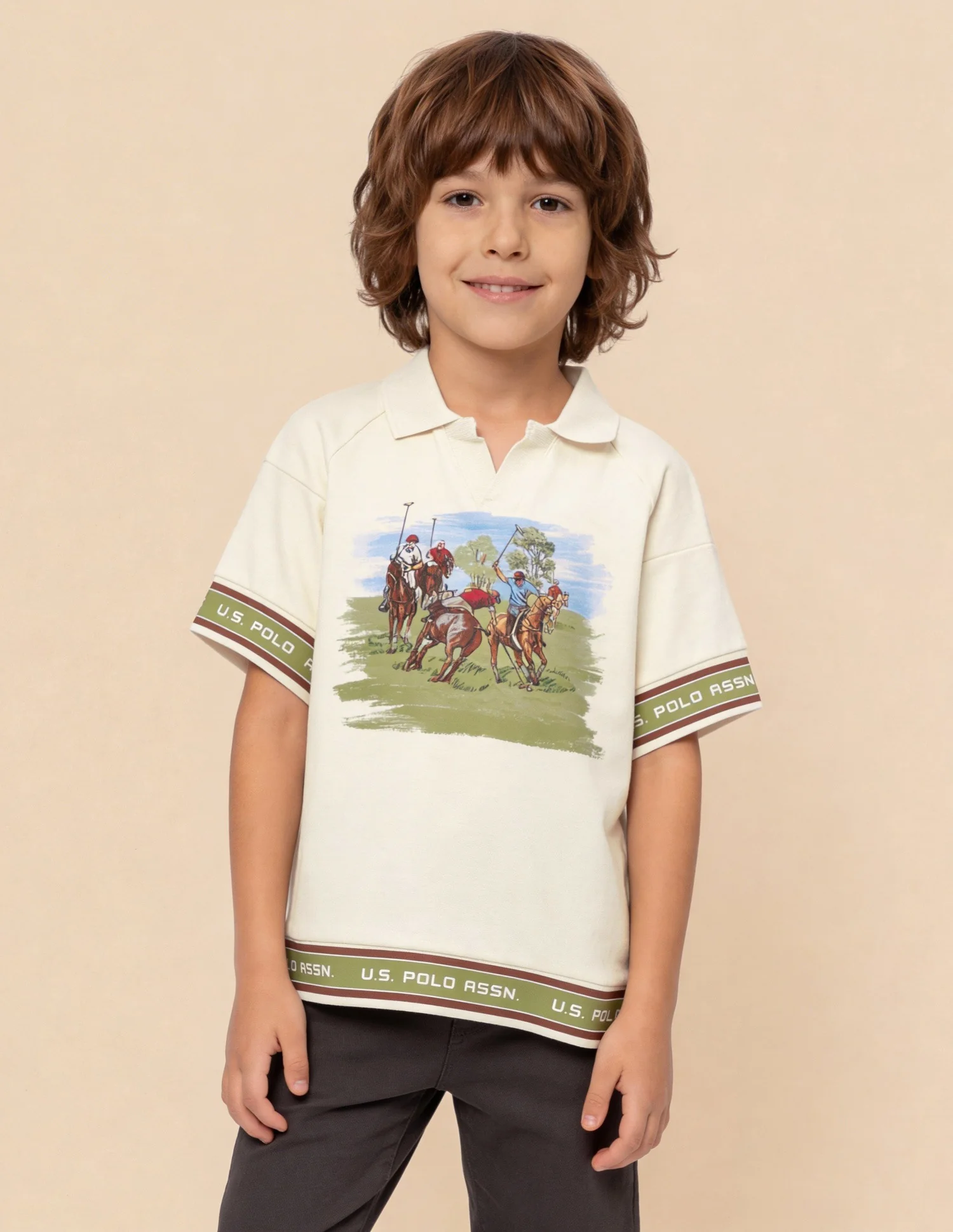 Graphic Printed Oversized Fit Polo Shirt - Image 4