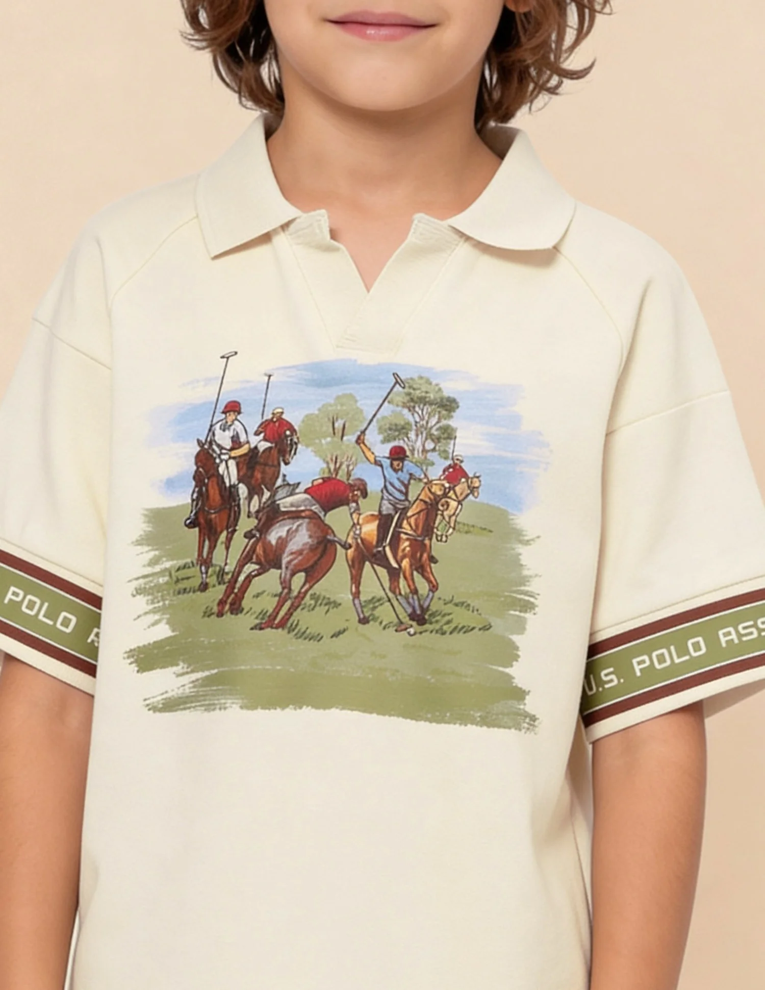 Graphic Printed Oversized Fit Polo Shirt - Image 6