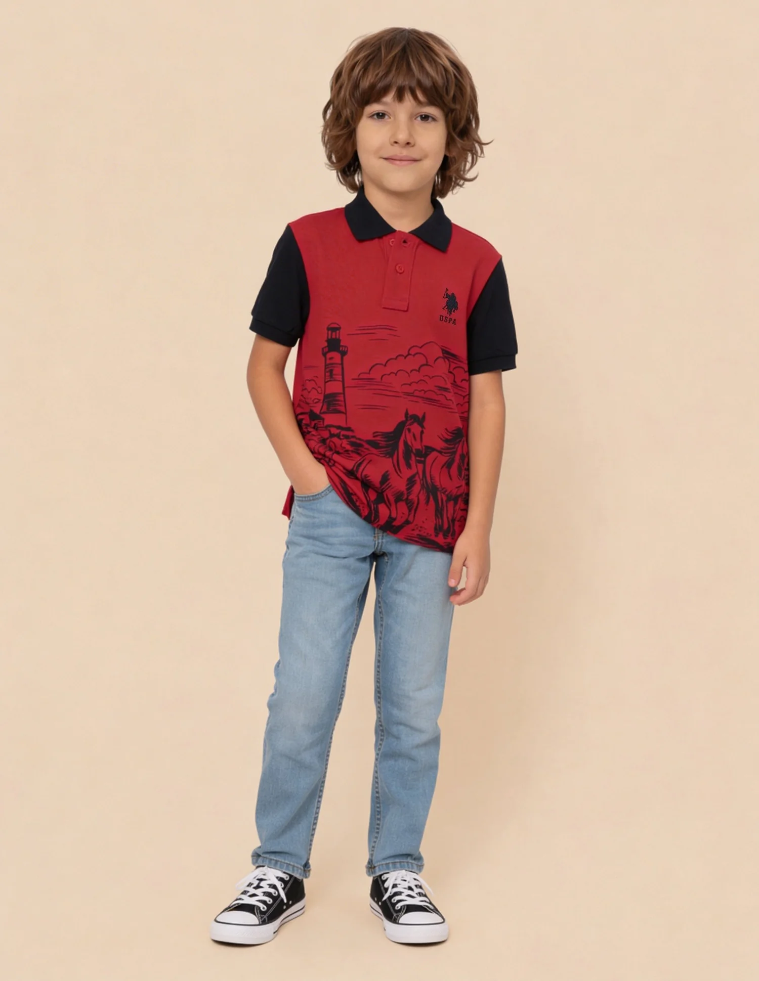 Graphic Printed Regular Fit Polo Shirt - Image 3