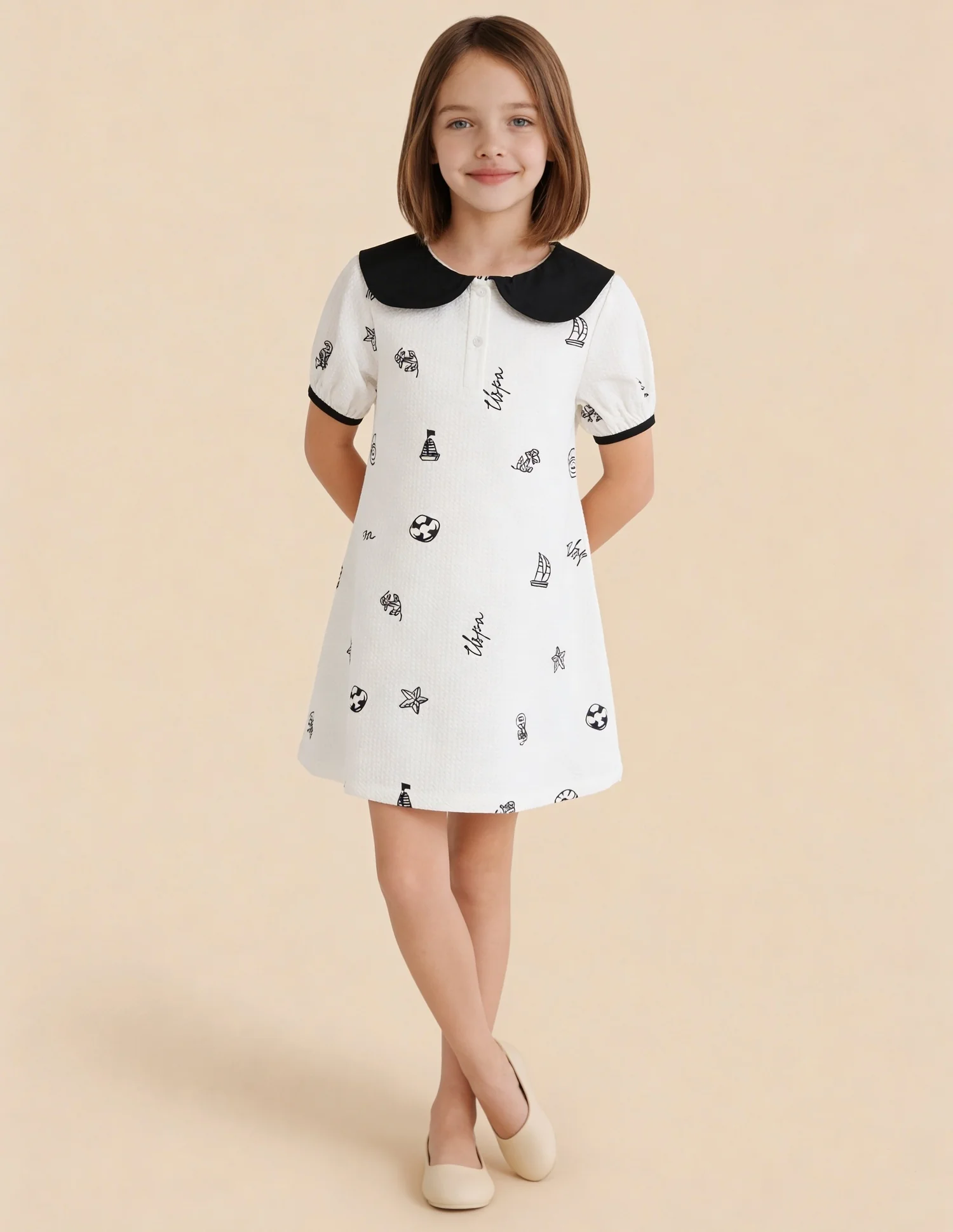 Graphic Printed Seersucker Dress - Image 3
