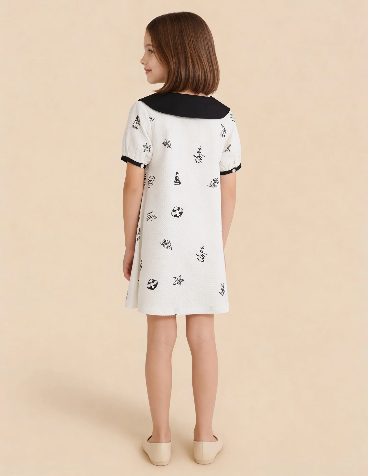 Graphic Printed Seersucker Dress - Image 4