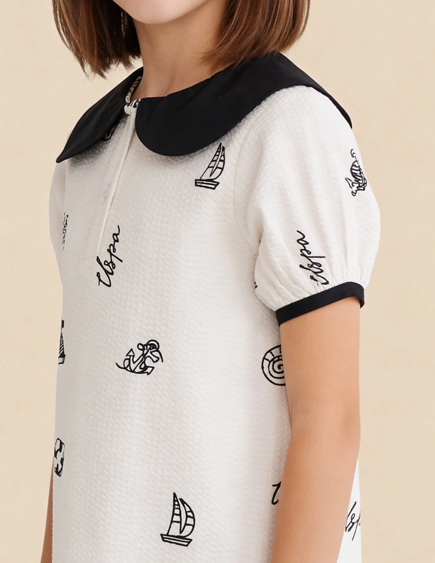 Graphic Printed Seersucker Dress - Image 5