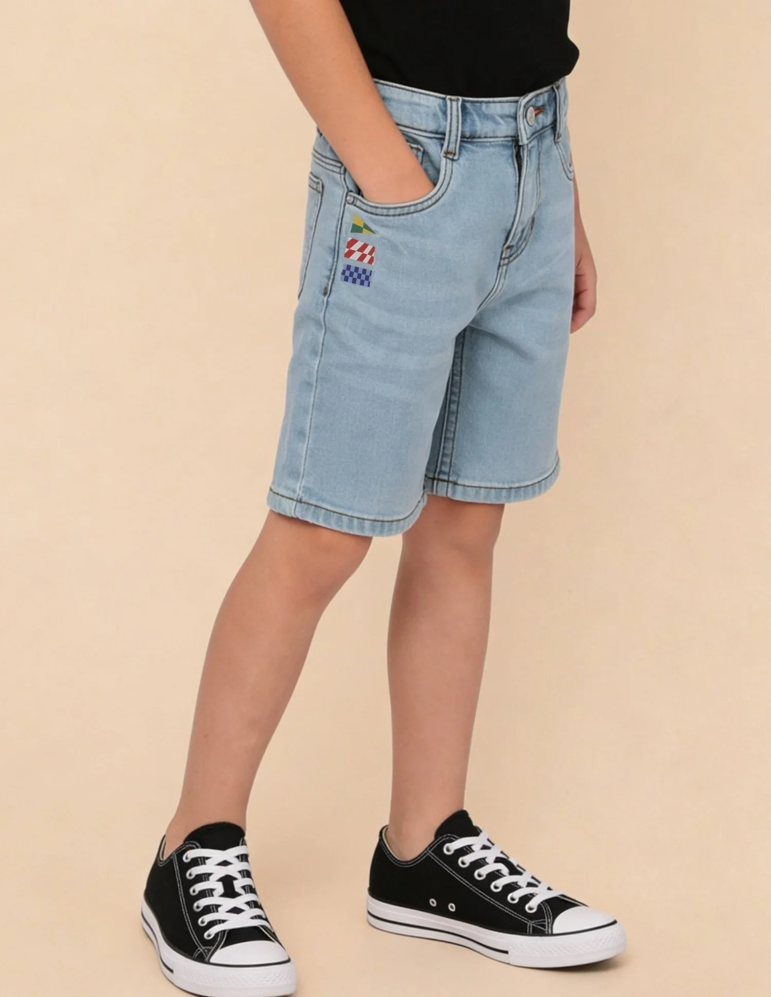 Mid Rise Regular Fit Denim Shorts - Image 3