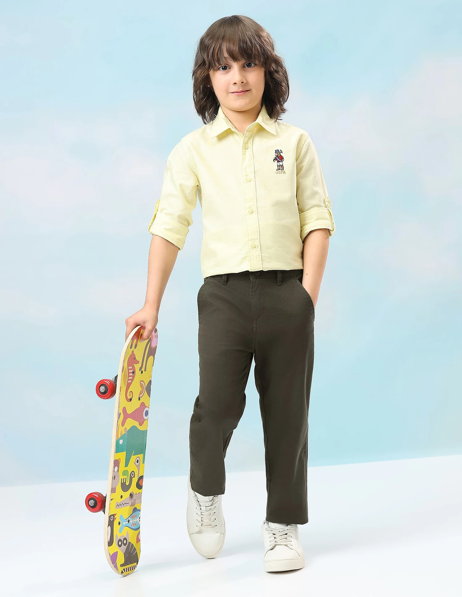 Mid Rise Twill Trousers