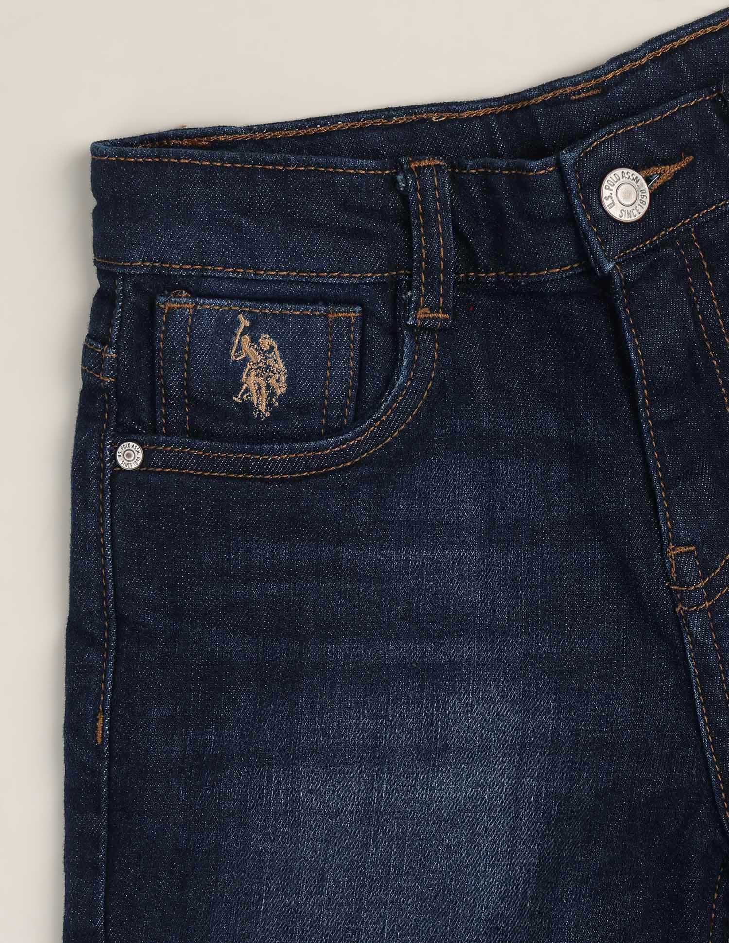 Mid Rise Whiskered Denim Shorts - Image 2