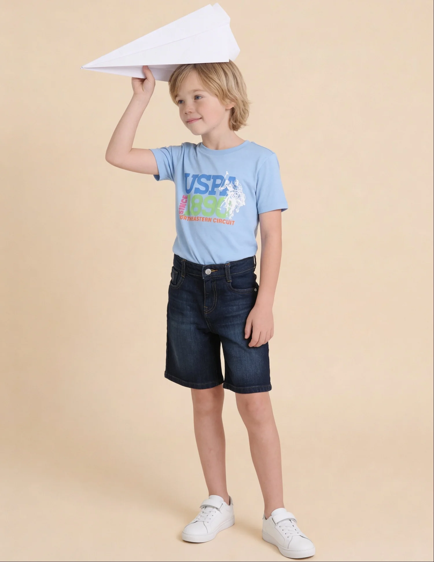 Mid Rise Whiskered Denim Shorts - Image 3