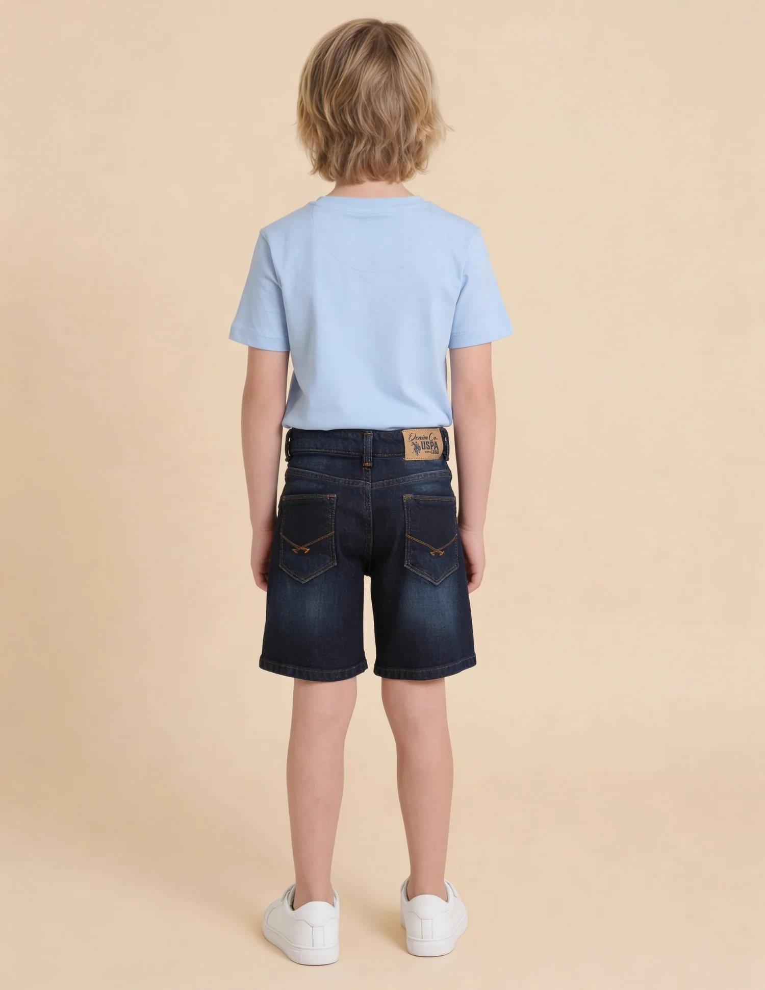 Mid Rise Whiskered Denim Shorts - Image 4