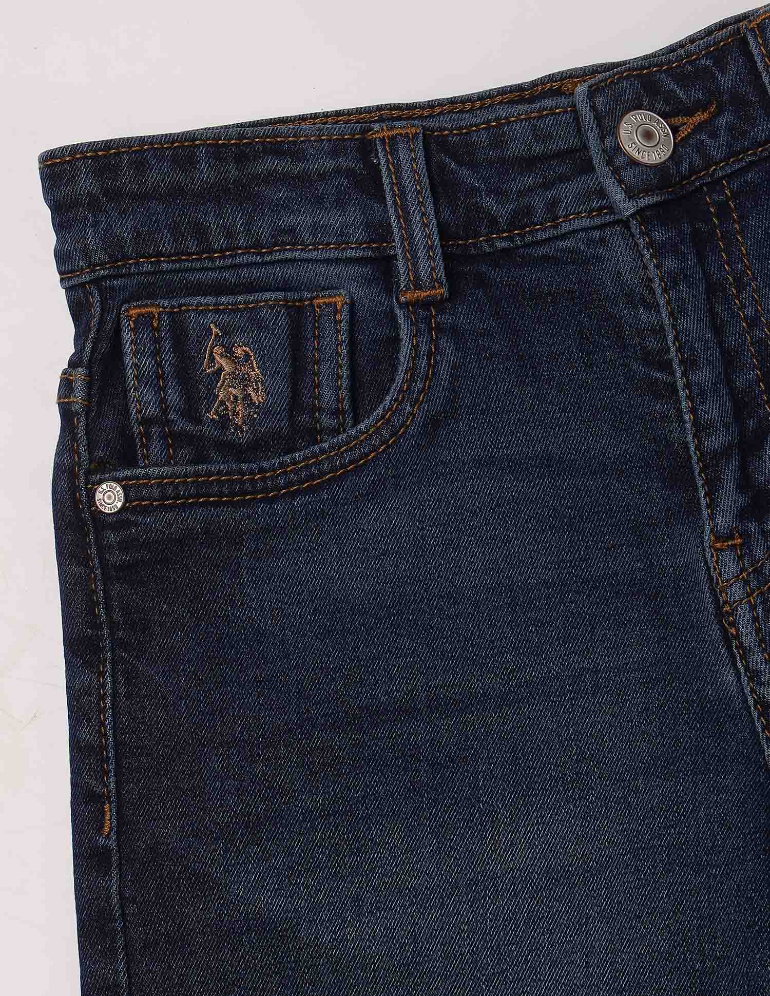 Mid Rise Whiskered Denim Shorts - Image 2