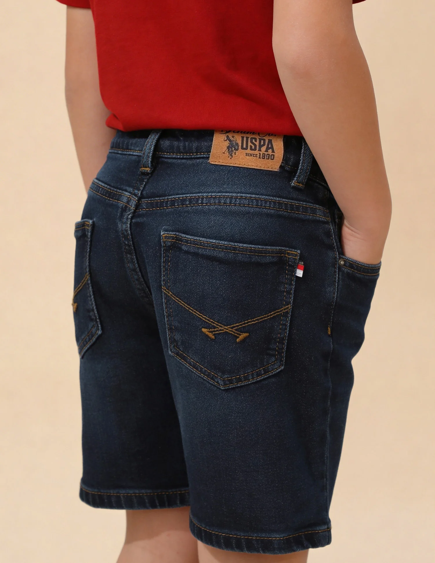 Mid Rise Whiskered Denim Shorts - Image 5