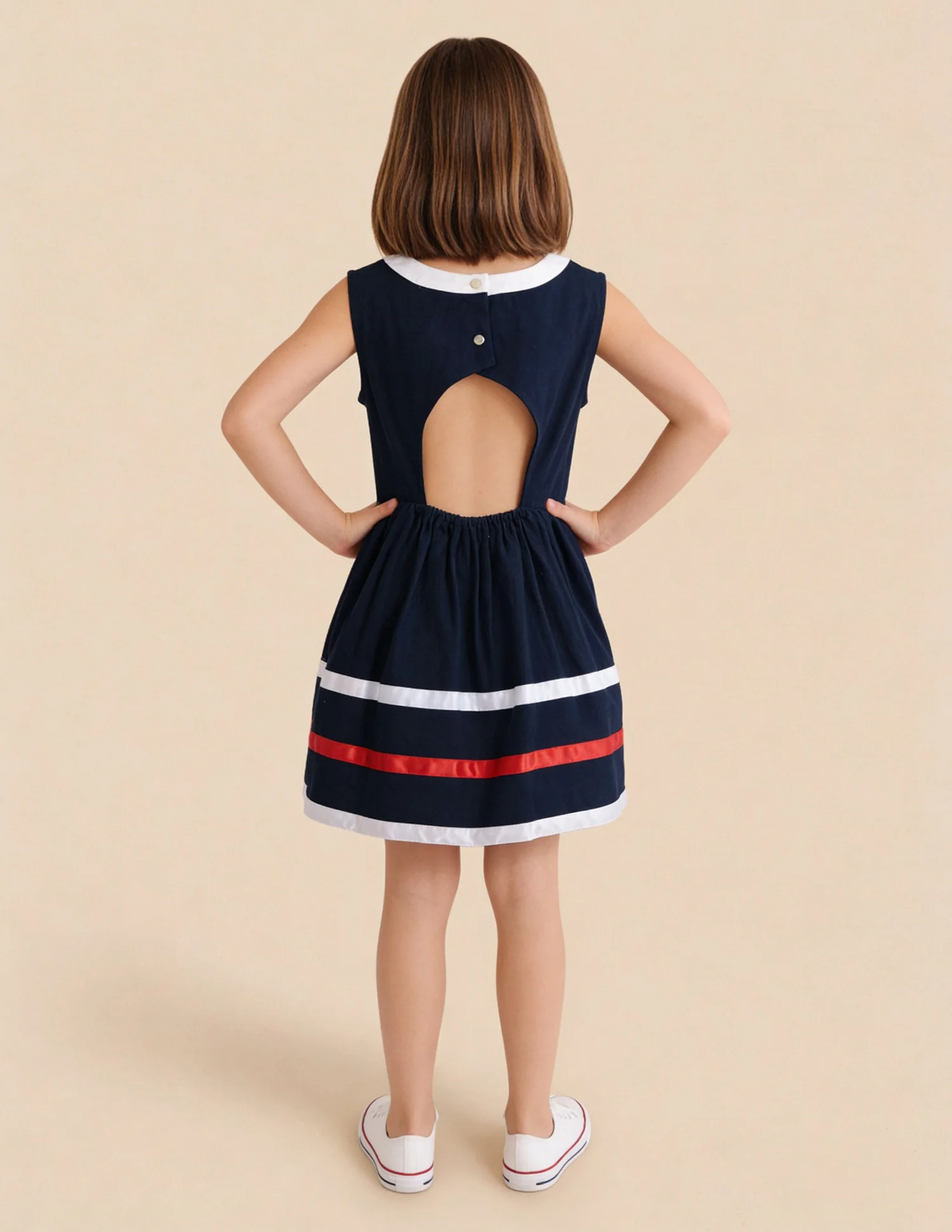 Nautical A-Line Bow Dress - Image 4