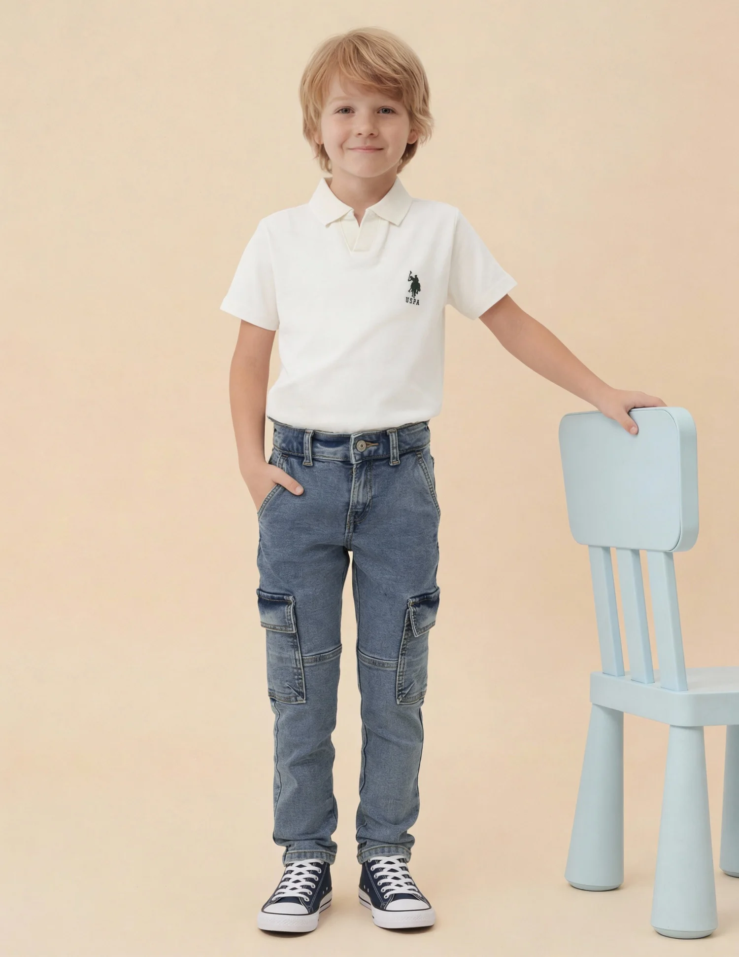 Slim Fit Mid Rise Cargo Jeans - Image 3