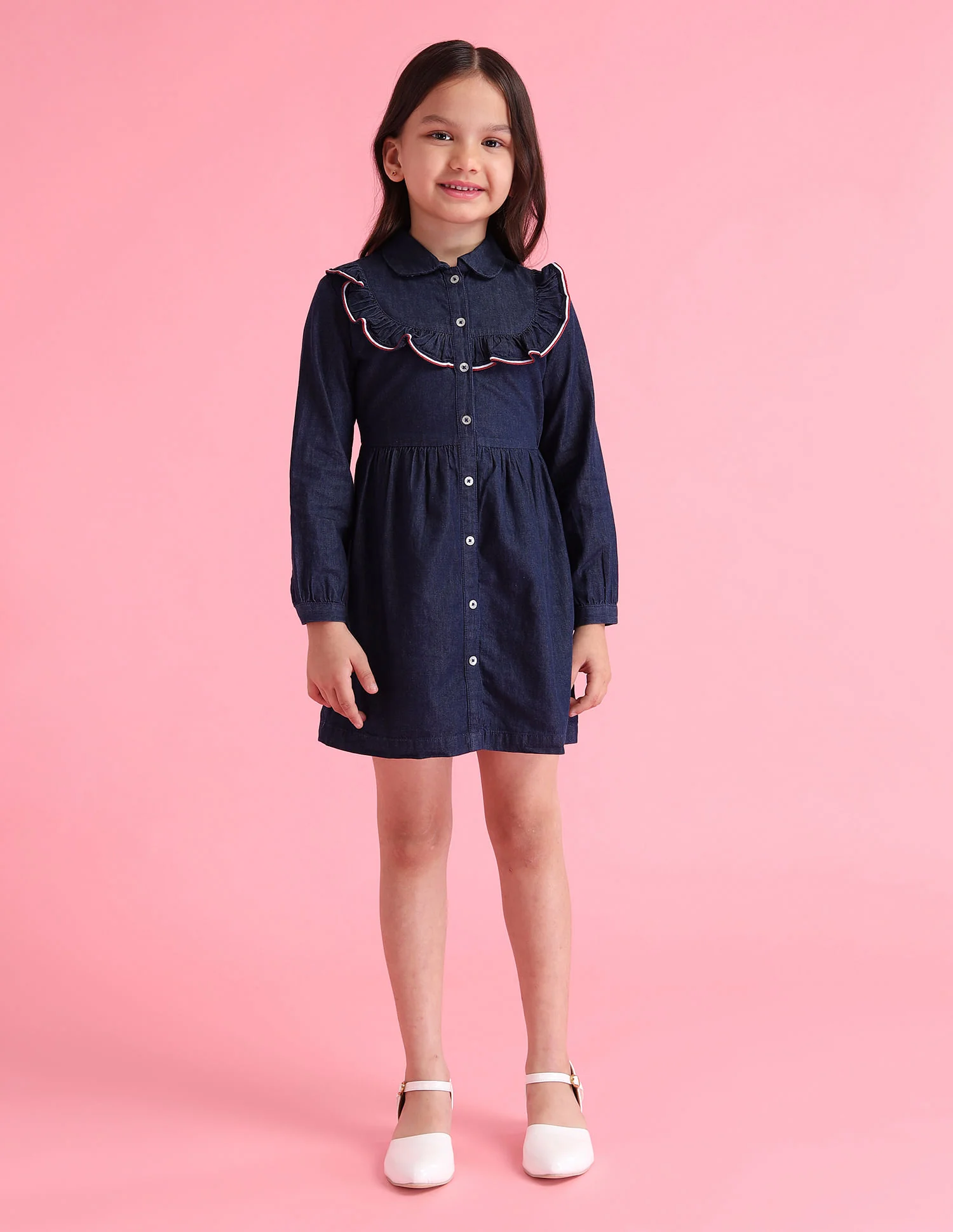 Girls Solid A-Line Dress - Image 3