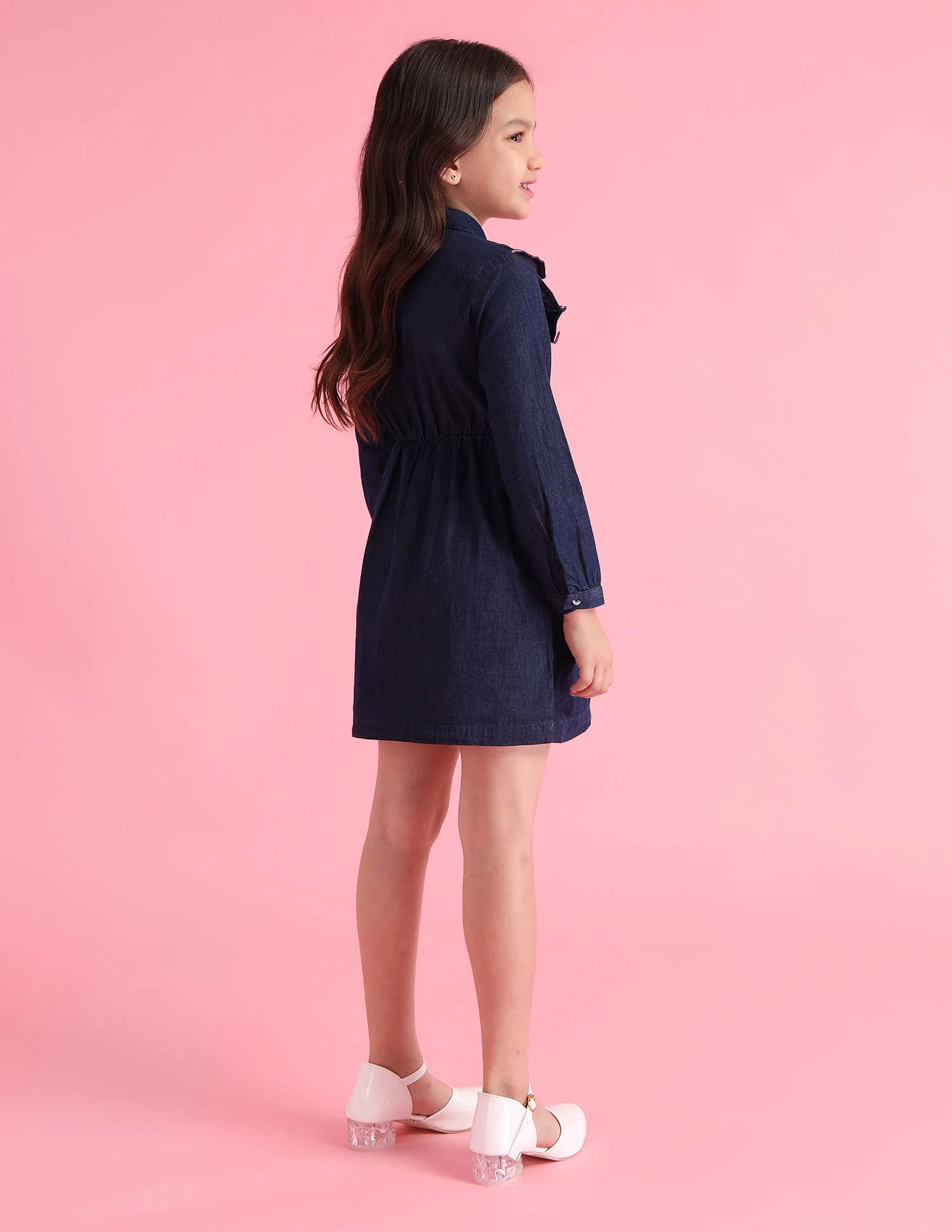 Girls Solid A-Line Dress - Image 4