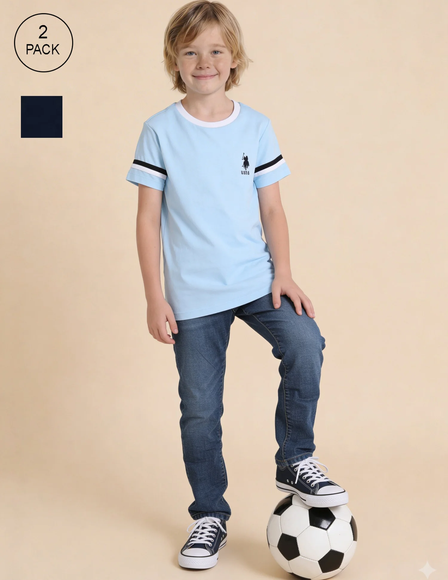 Solid And Graphic Printed Regular Fit T-Shirt - Pack Of 2